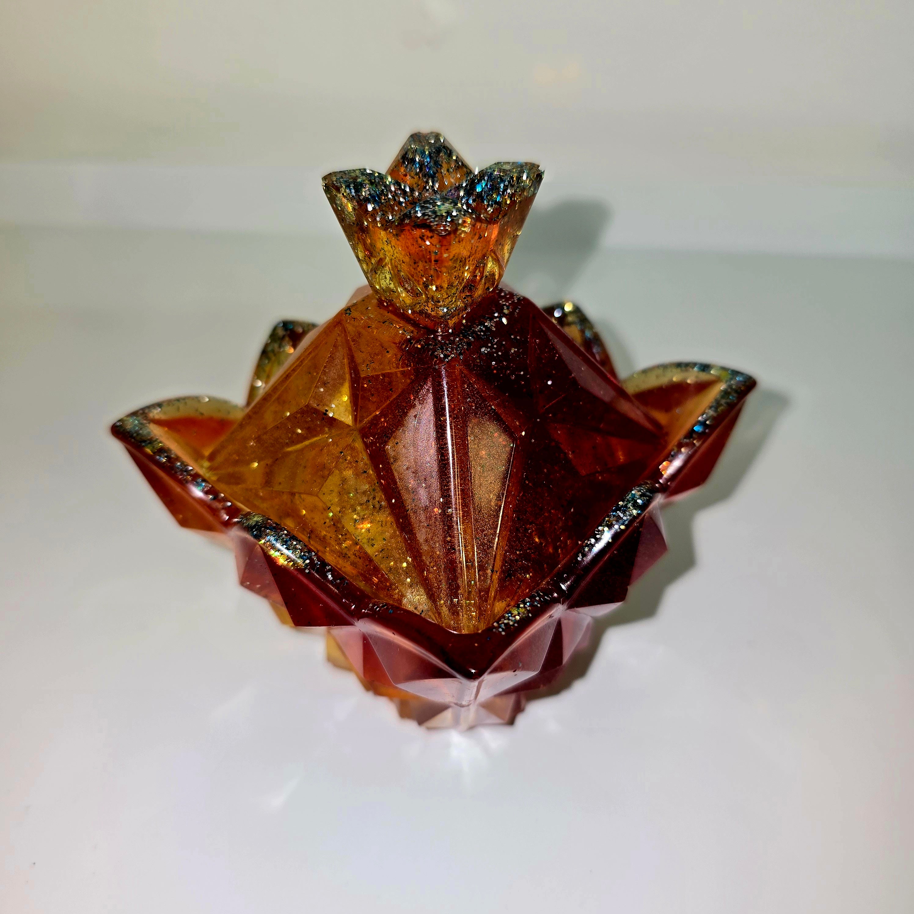 Handmade Resin Jewellery Box – Geometric Trinket Box (Colour Variation)