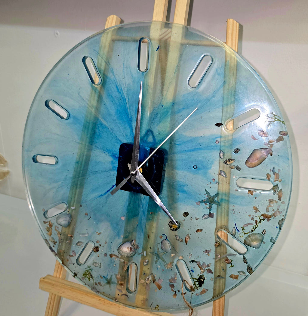 Handmade Epoxy Resin Wall Clock – Ocean Theme