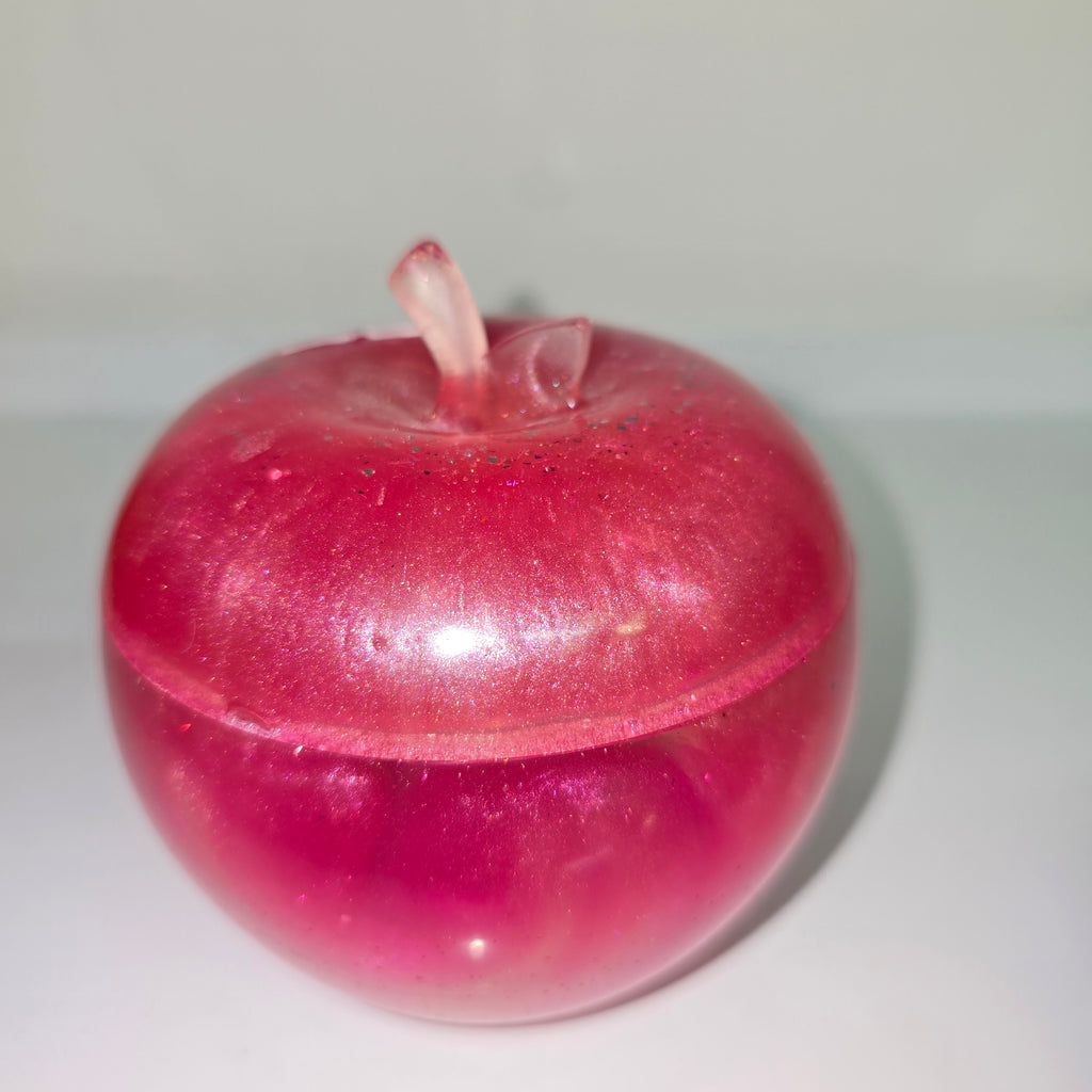 Apple-Shaped Jewellery Box – Handmade Resin Trinket Box (Assorted Colours)