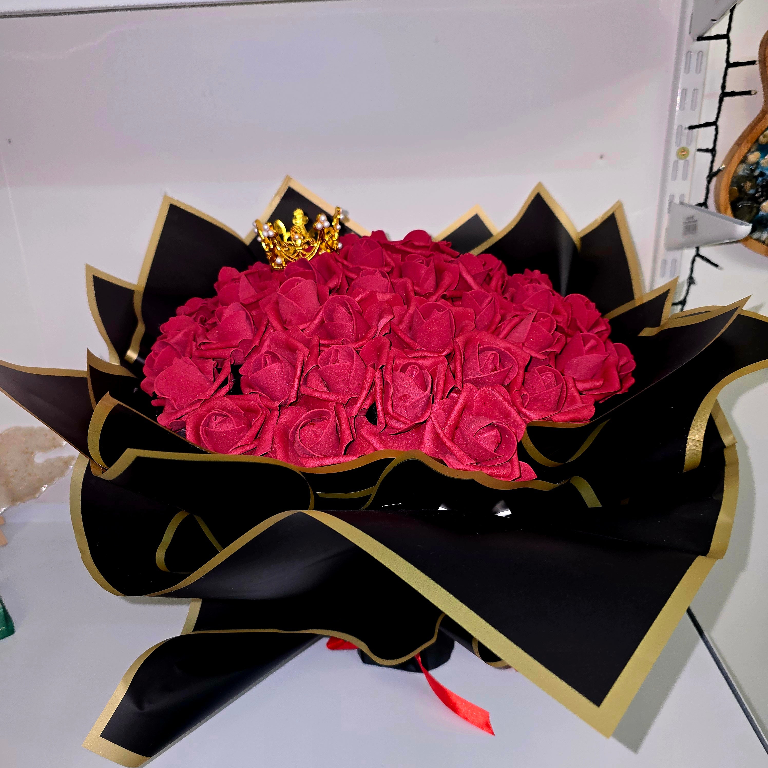 Luxury Eternal Roses Bouquet – 51 Forever Roses with Crown | Handcrafted Gift