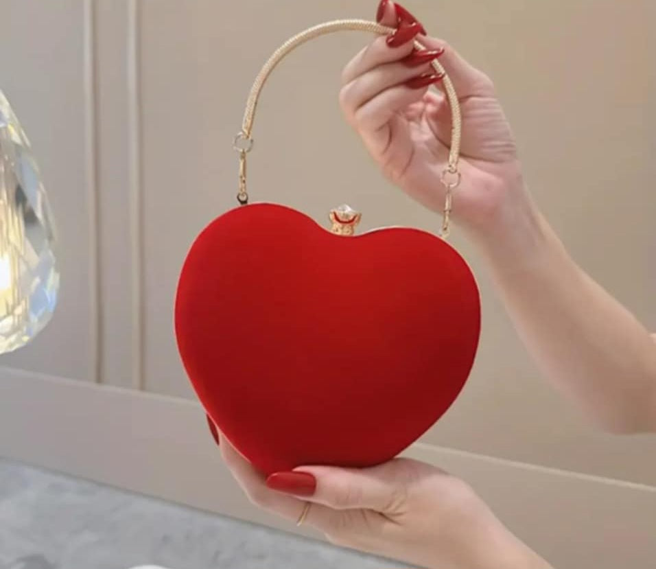 Heart-Shaped Evening Bag with Chain Strap