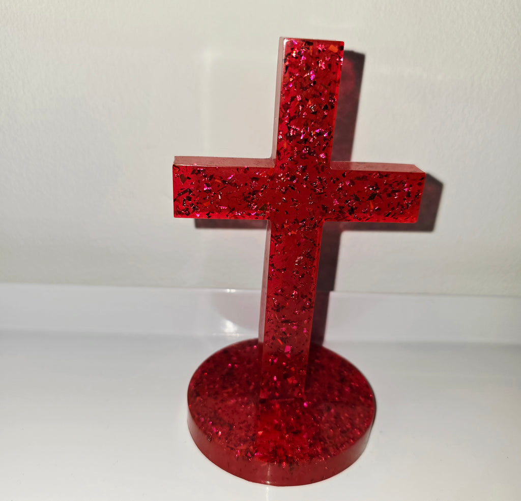 Handmade Epoxy Resin Cross Ornament – Religious Home Decor (13 cm)