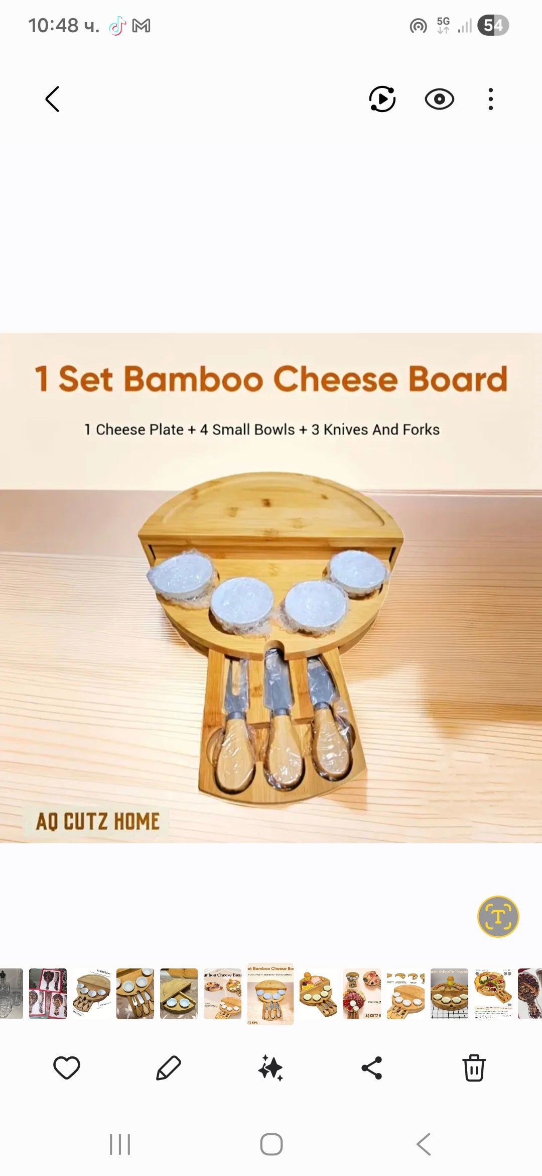Foldable Bamboo Cheese Board Set with Bowls & Knives