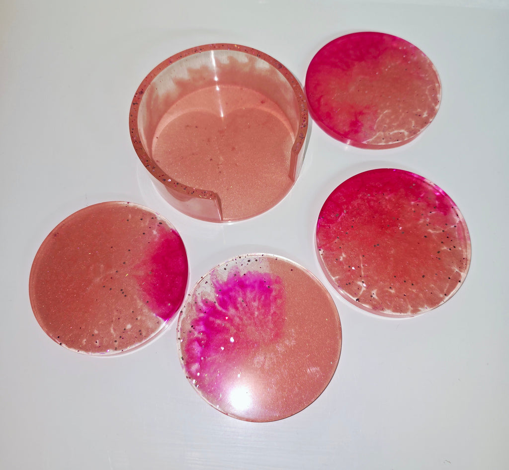 Handmade Resin Coaster Set with Storage Box – 10 cm Round Coasters