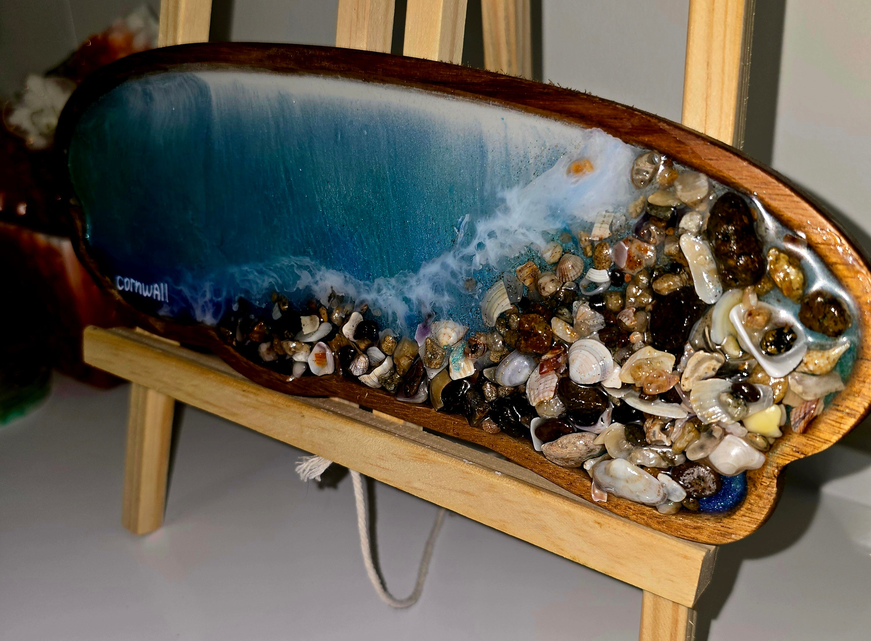 🌊 Handmade Ocean Resin Serving Board – Coastal Style Decorative Tray