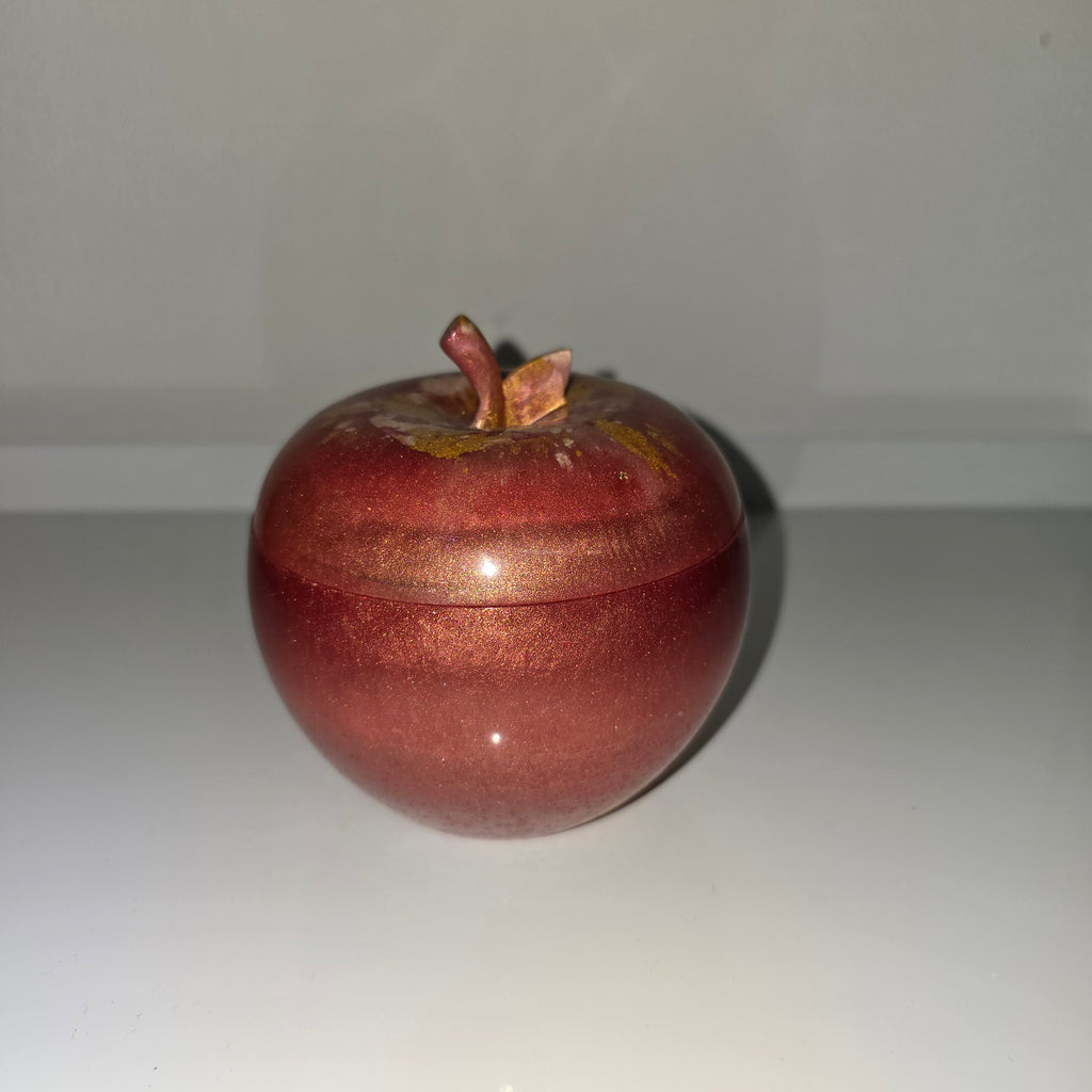 Apple-Shaped Jewellery Box – Handmade Resin Trinket Box (Assorted Colours)