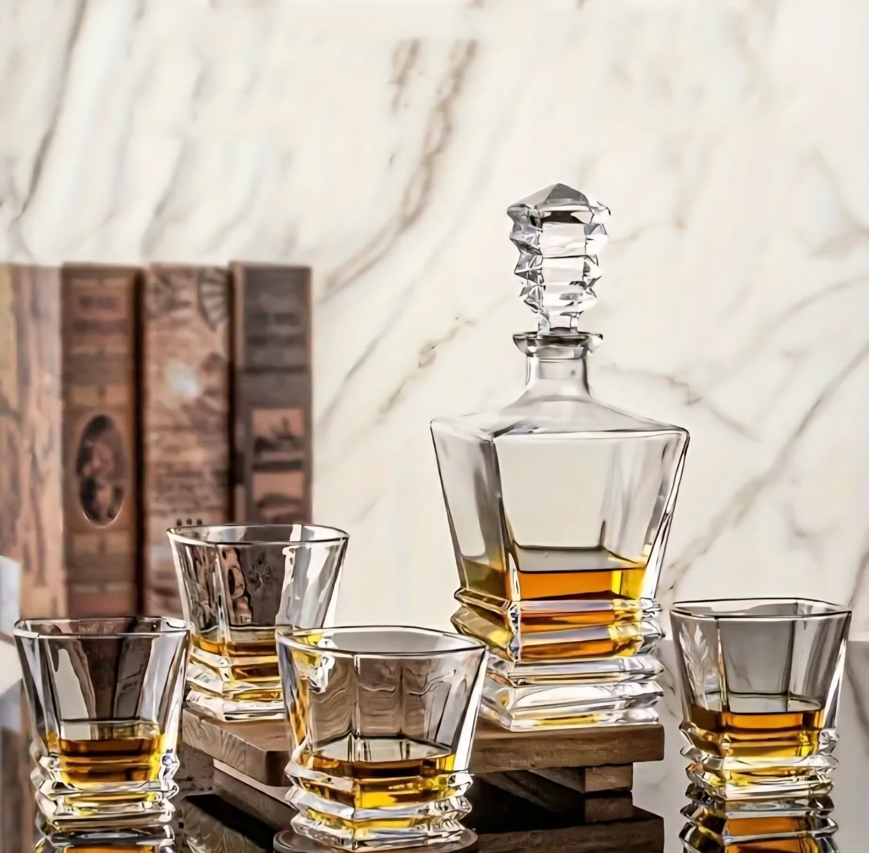 Elegant Whiskey Decanter Set with 4 Glasses