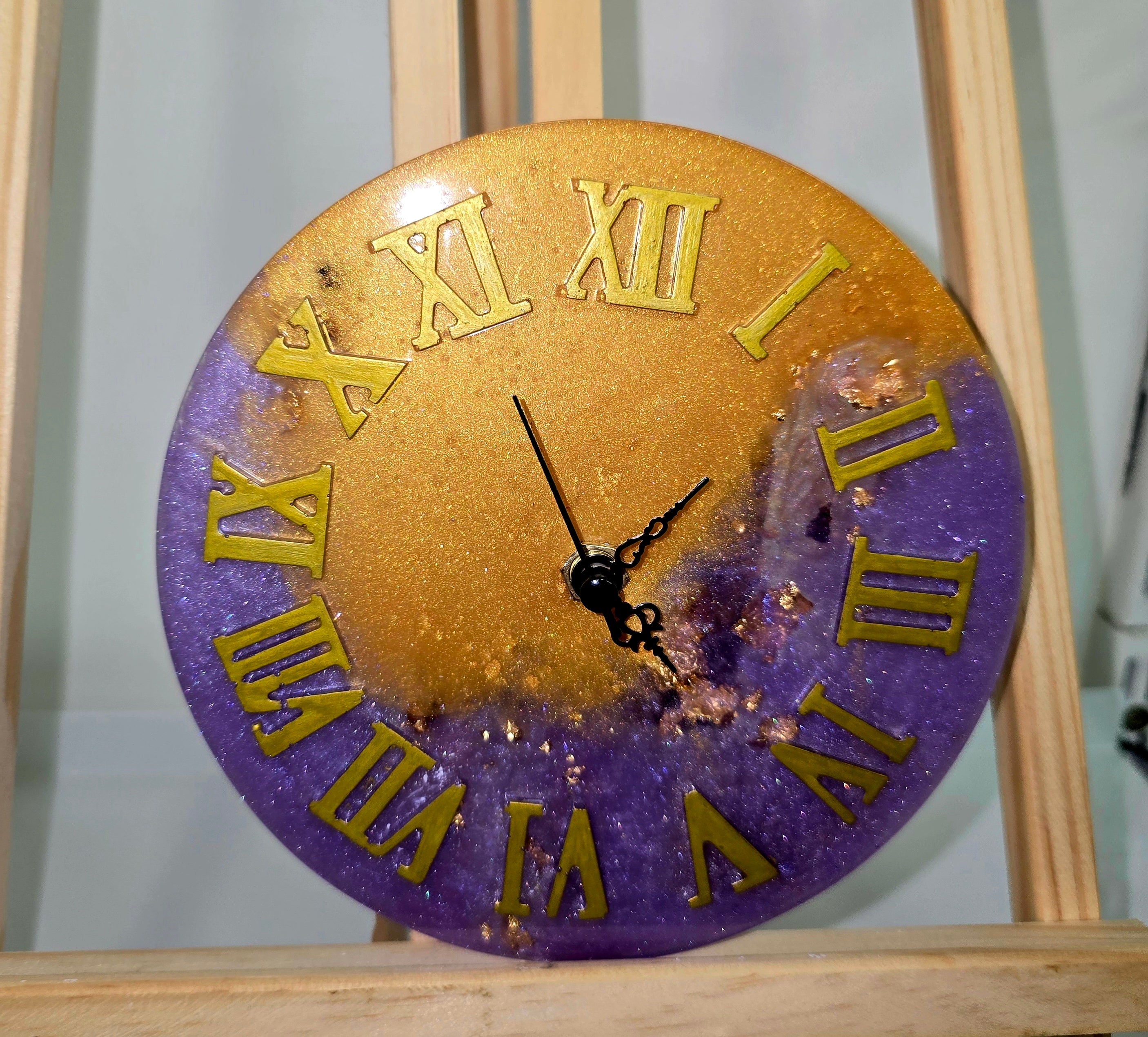 Handmade Epoxy Resin Wall Clock with Roman Numerals        15 cm.