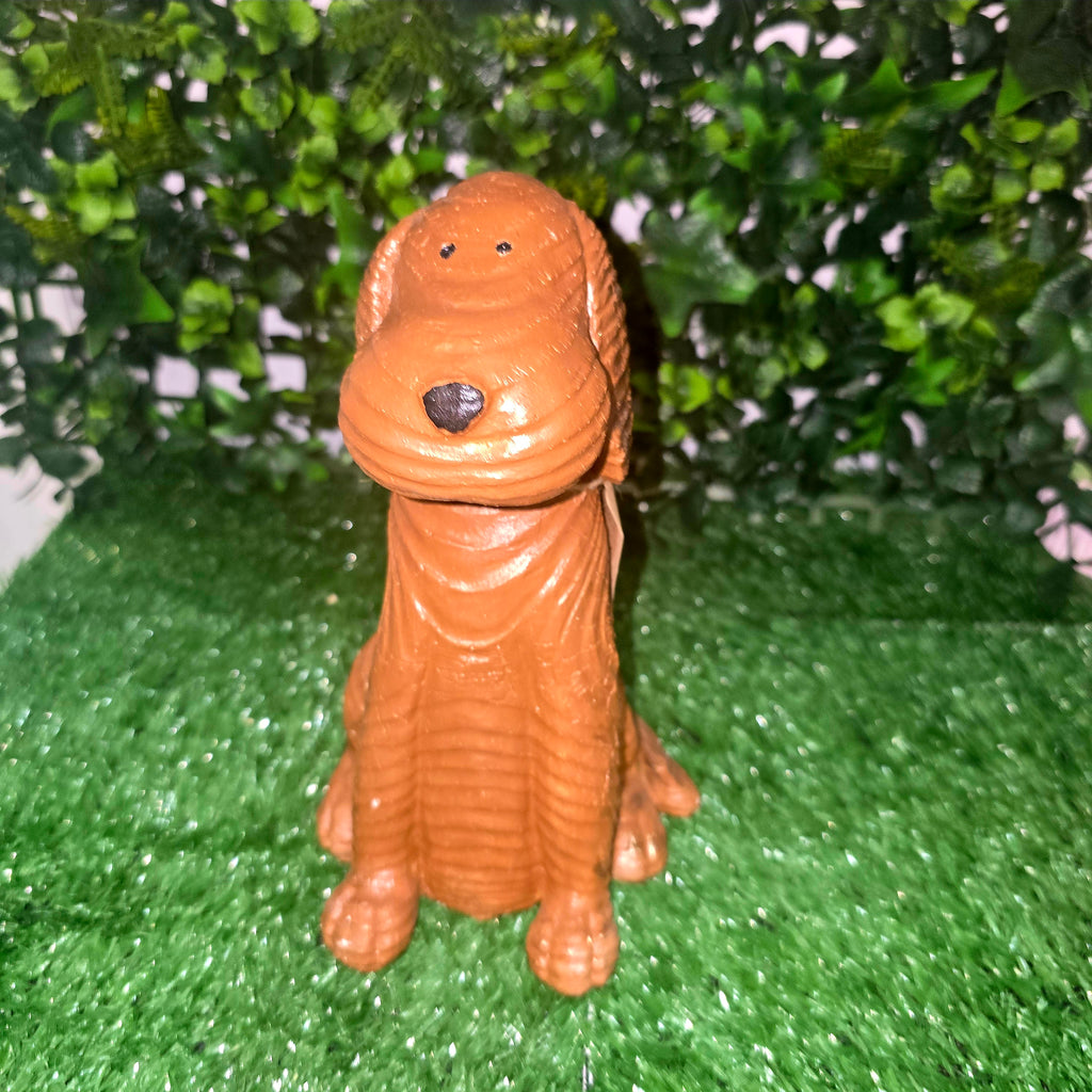 Handmade Cement Dog Sculpture with Wood Effect – Decorative Garden & Home Ornament