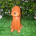 Handmade Cement Dog Sculpture with Wood Effect – Decorative Garden & Home Ornament
