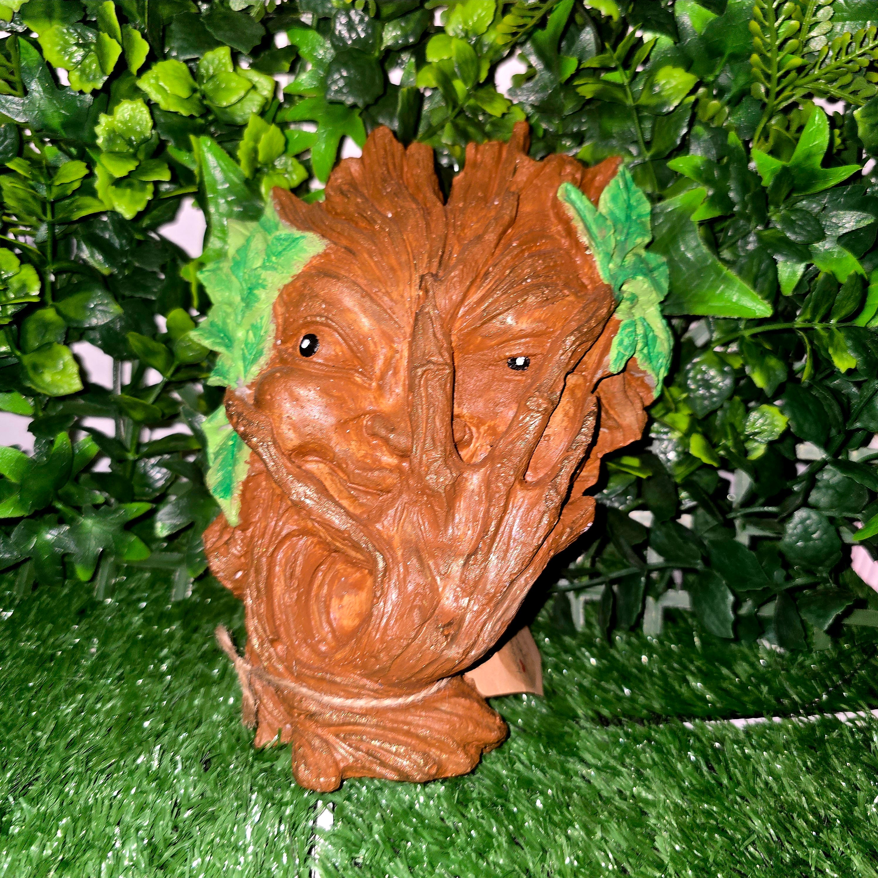 Handmade Tree Bark Face Sculpture – Cement Garden & Home Decor