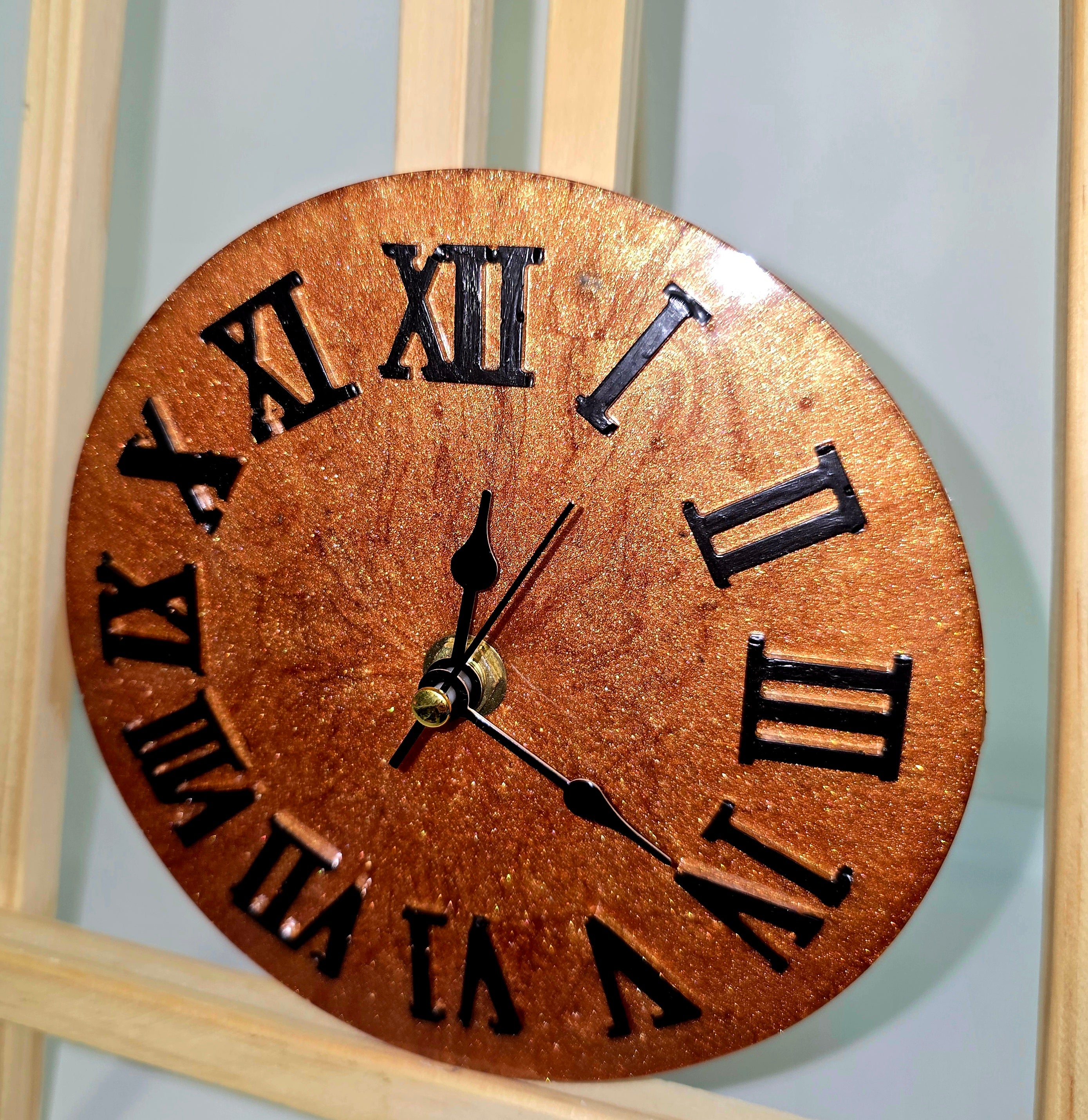 Handmade Epoxy Resin Wall Clock with Roman Numerals       15 cm