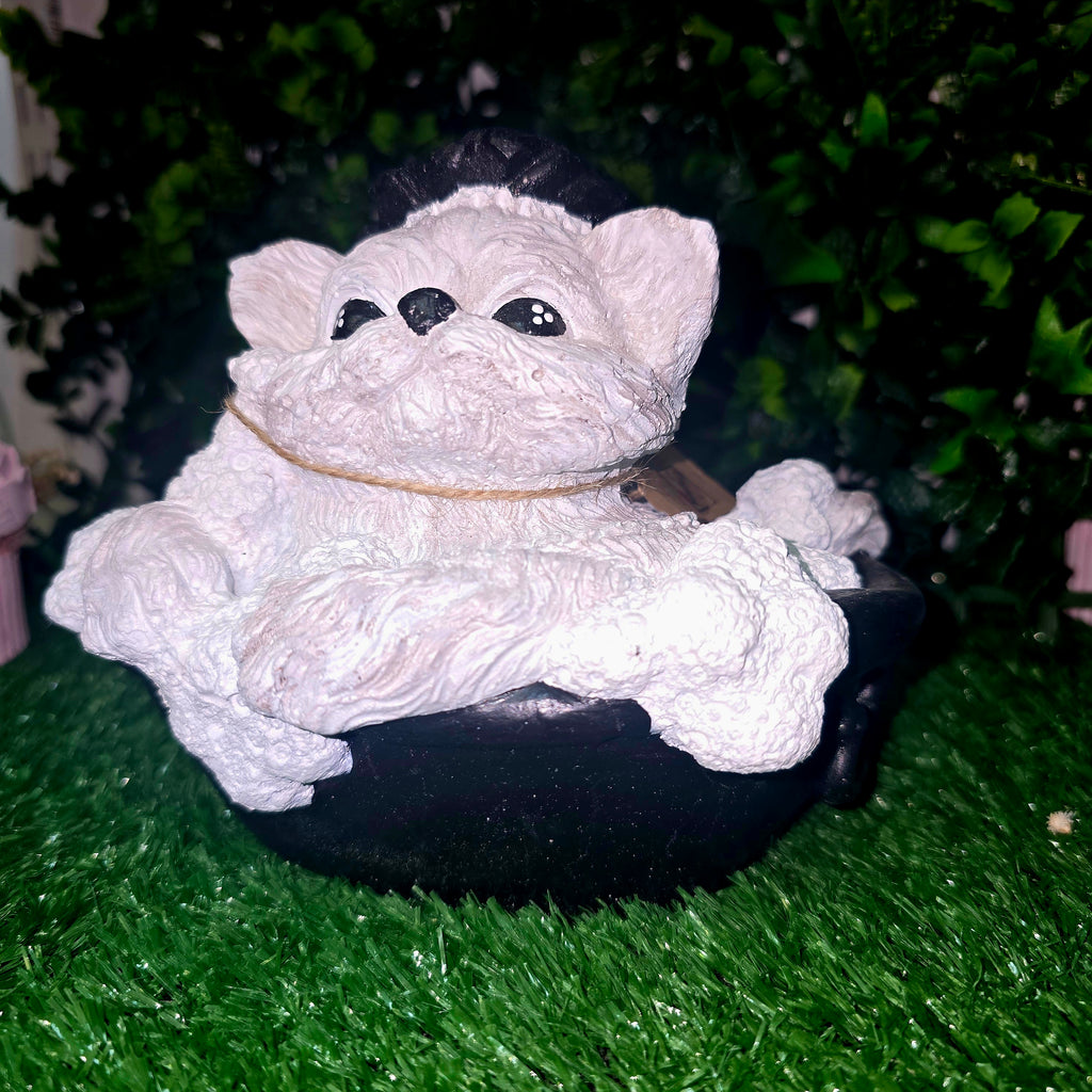 Cute Cat in Bathtub Sculpture – Handmade Cement Home & Garden Decor