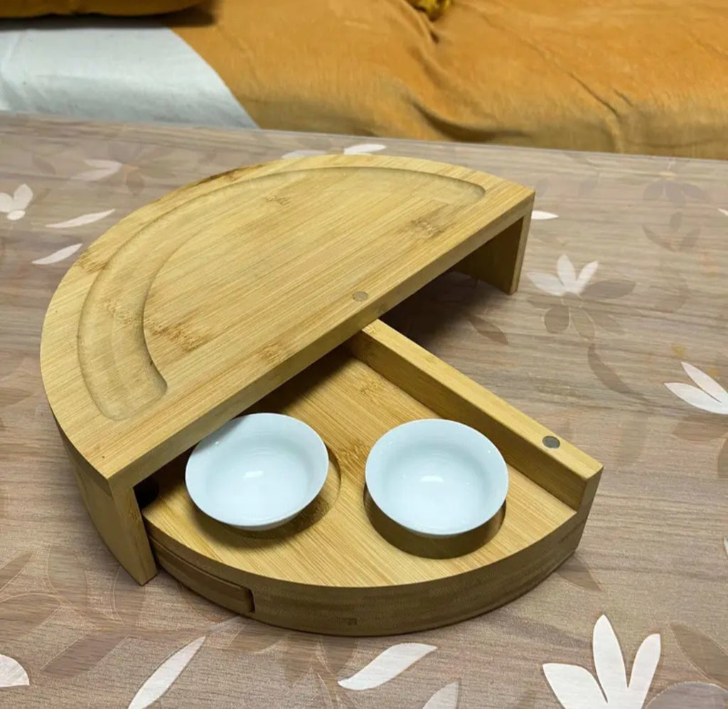 Foldable Bamboo Cheese Board Set with Bowls & Knives