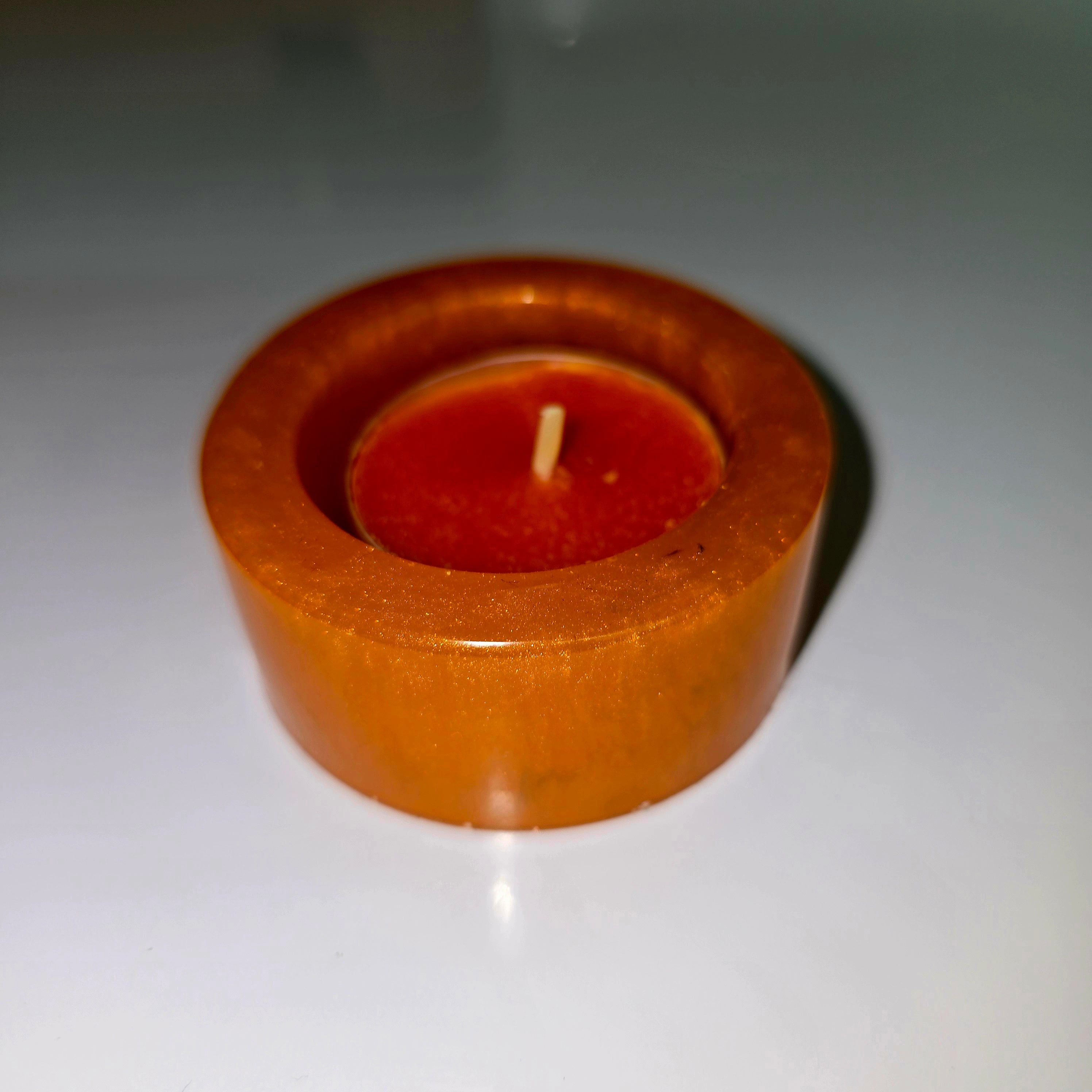 Handmade Resin Tealight Holder – Small Decorative Candle Base (6 cm)