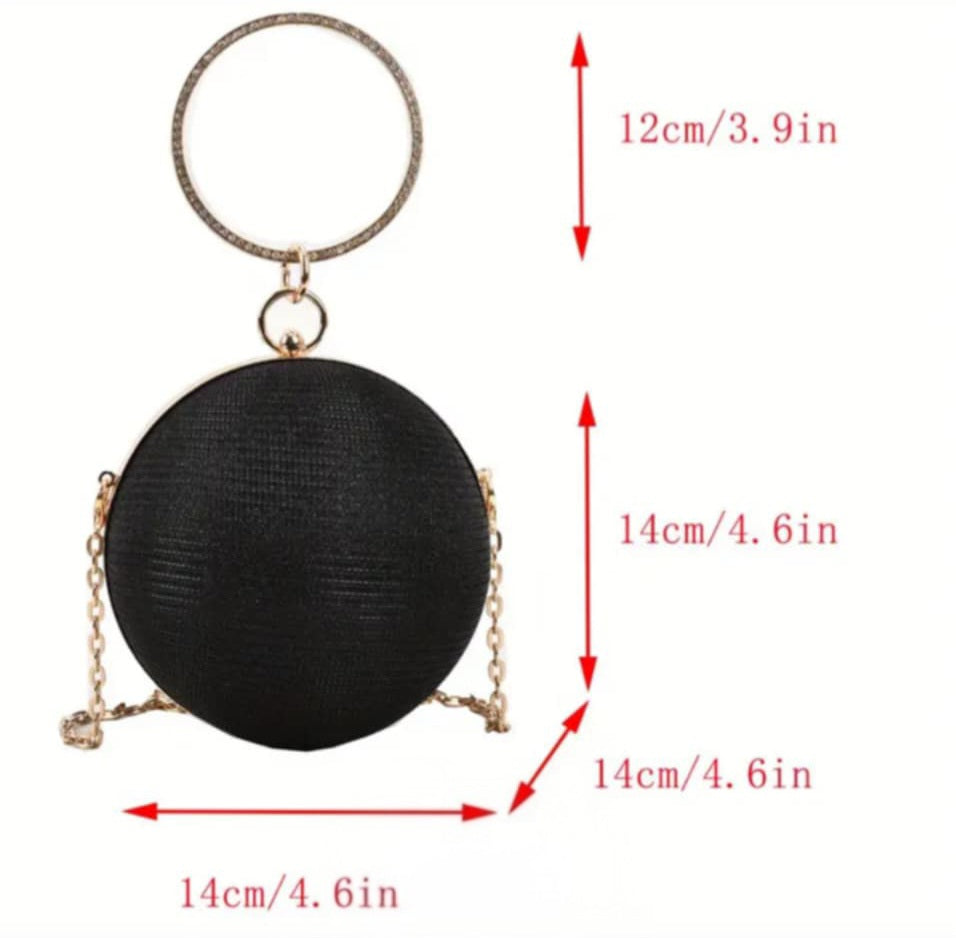 Stylish Round Crossbody Handbag – Elegant Black Mini Bag