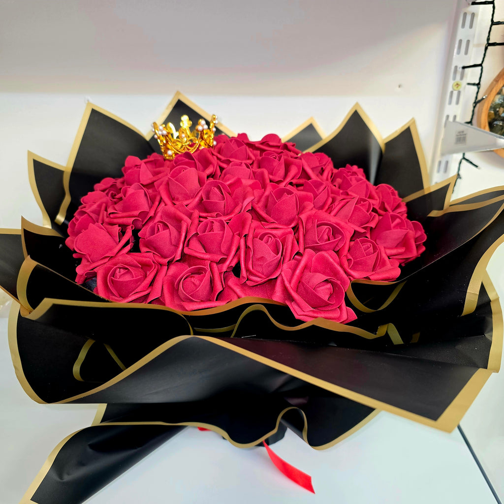 Luxury Eternal Roses Bouquet – 51 Forever Roses with Crown | Handcrafted Gift