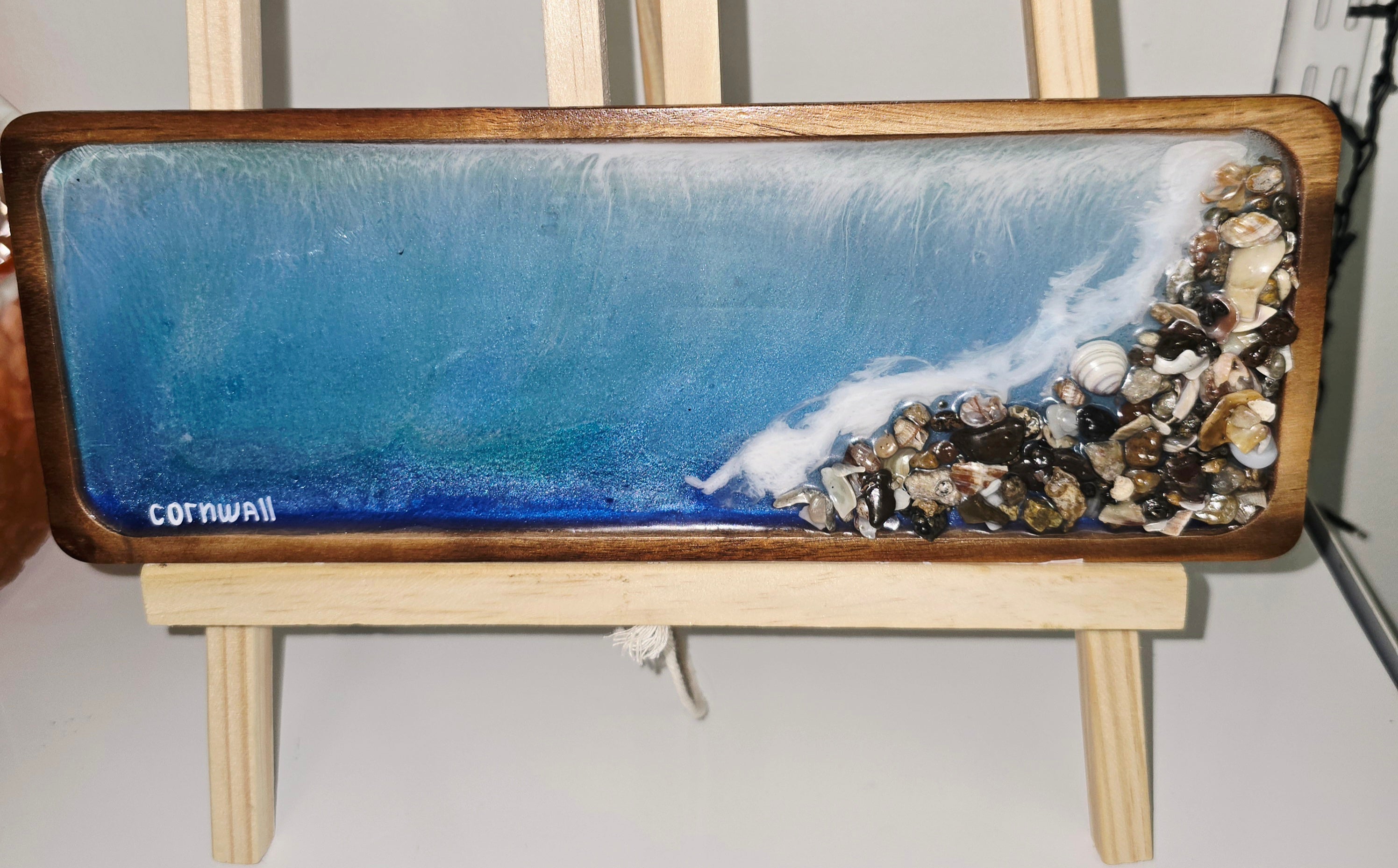 🌊 Handmade Ocean Resin Serving Board – Coastal Style Decorative Tray