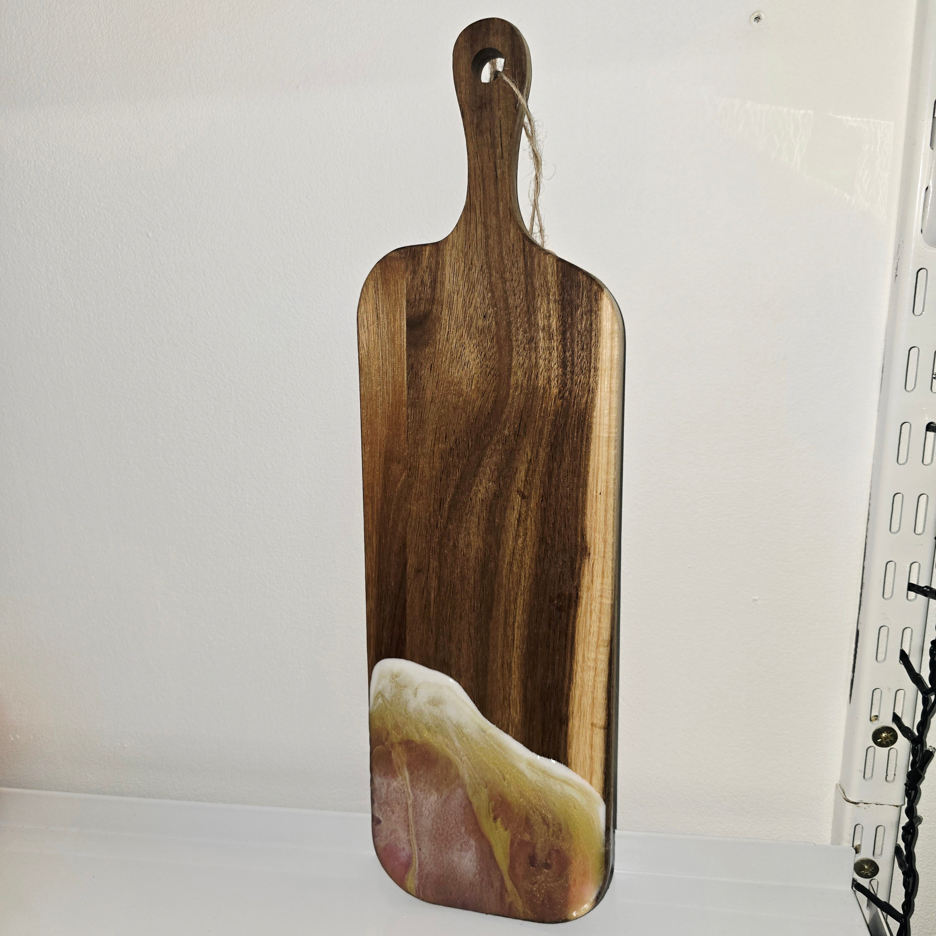 🌊 Handmade Wooden Serving Board with Resin Art – Ocean Style Design (41 × 12 cm)