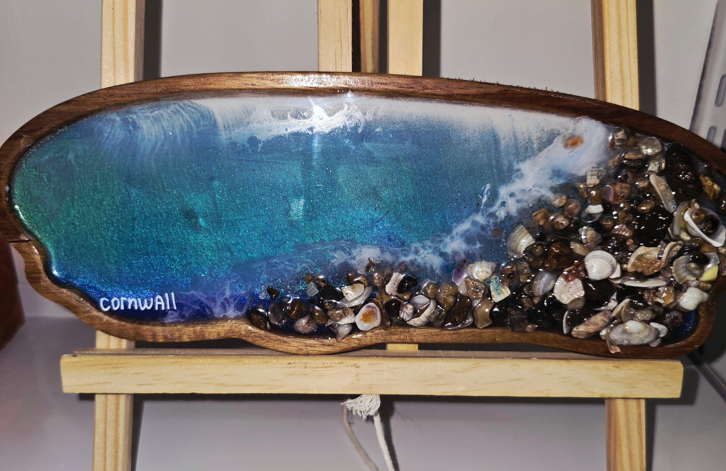 🌊 Handmade Ocean Resin Serving Board – Coastal Style Decorative Tray