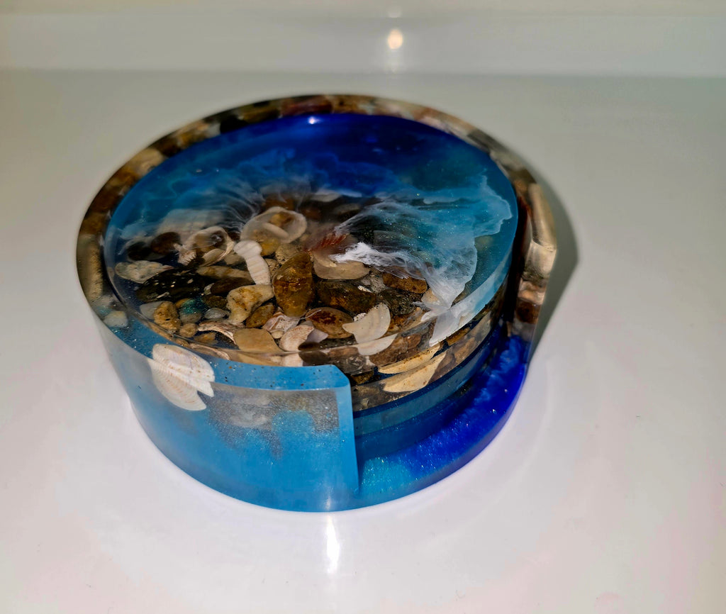 Handmade Resin Coaster Set with Storage Box – 10 cm Round Coasters