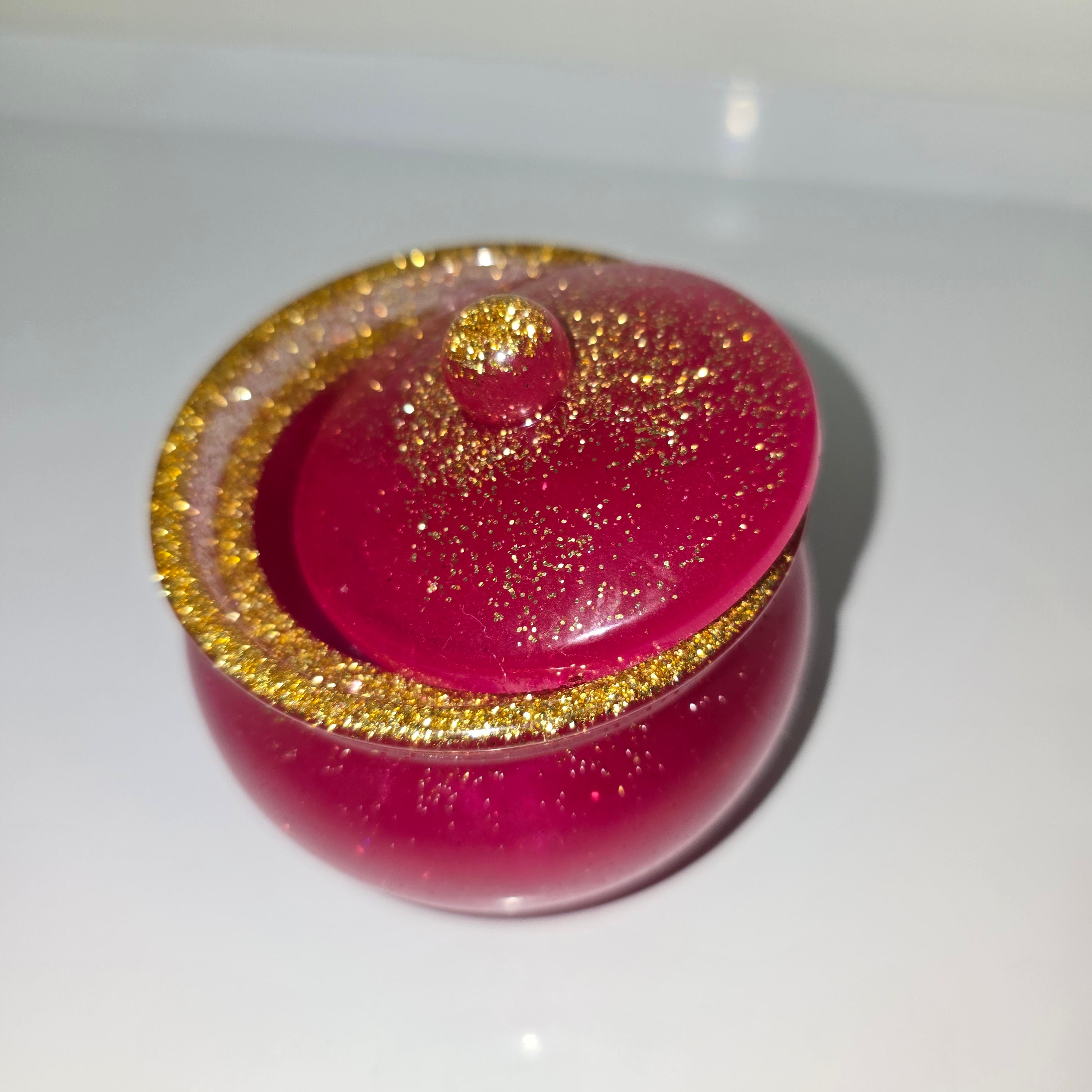 Handmade Decorative Resin Jar with Gold Accents