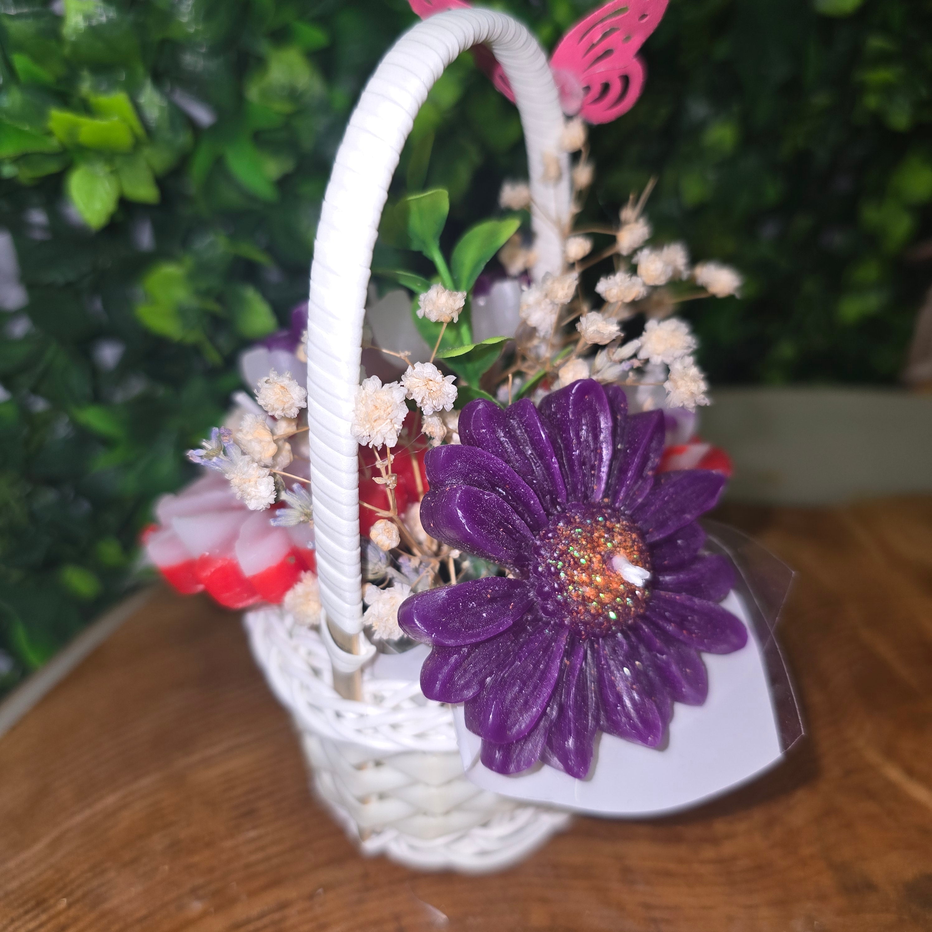 Decorative Flower Candle Basket with Butterfly – Mini Gift Candle