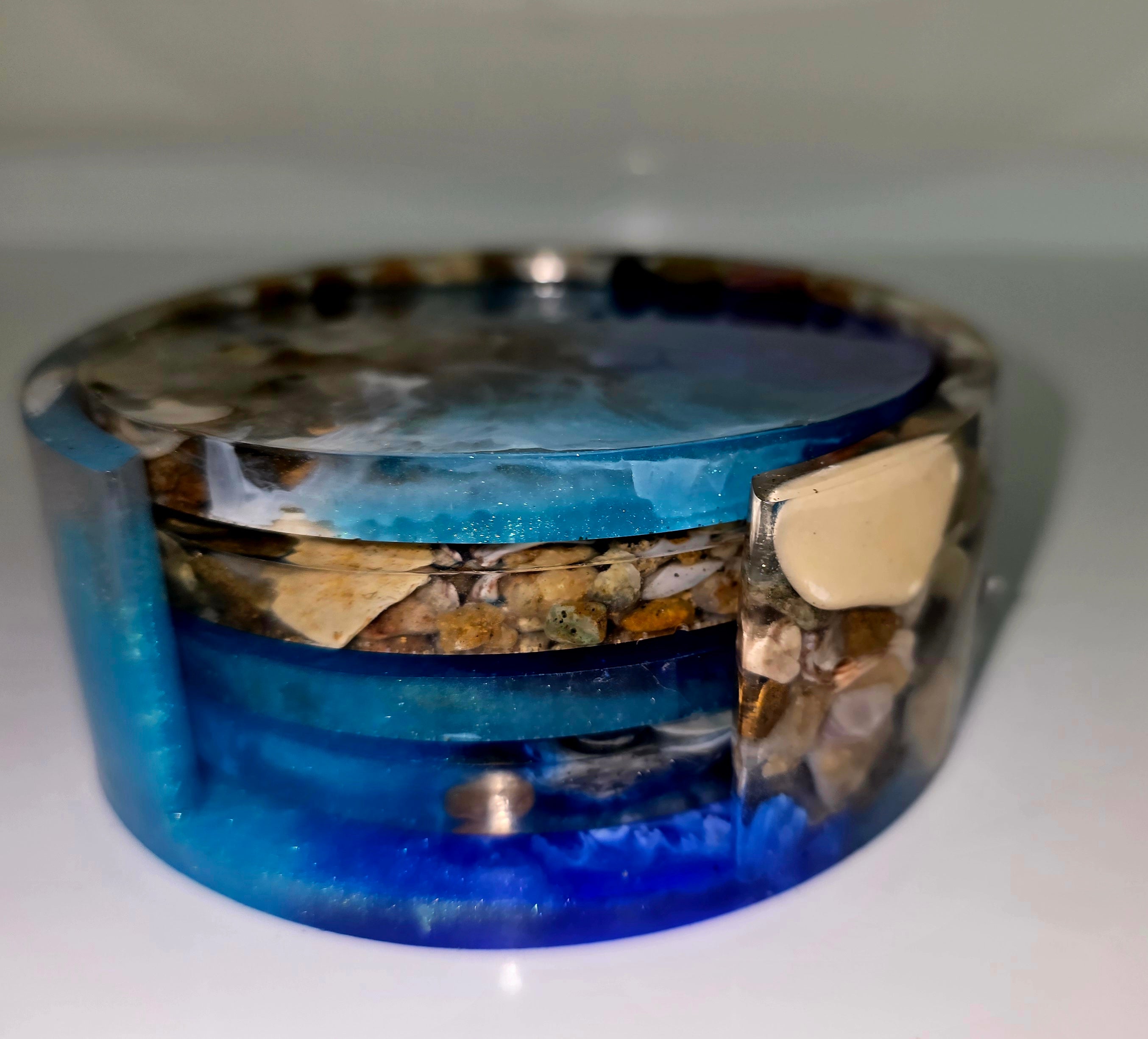 Handmade Resin Coaster Set with Storage Box – 10 cm Round Coasters