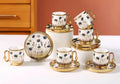 6 Cups & 6 Saucers 100ml/3.5oz Golden and White Porcelain Coffee Set