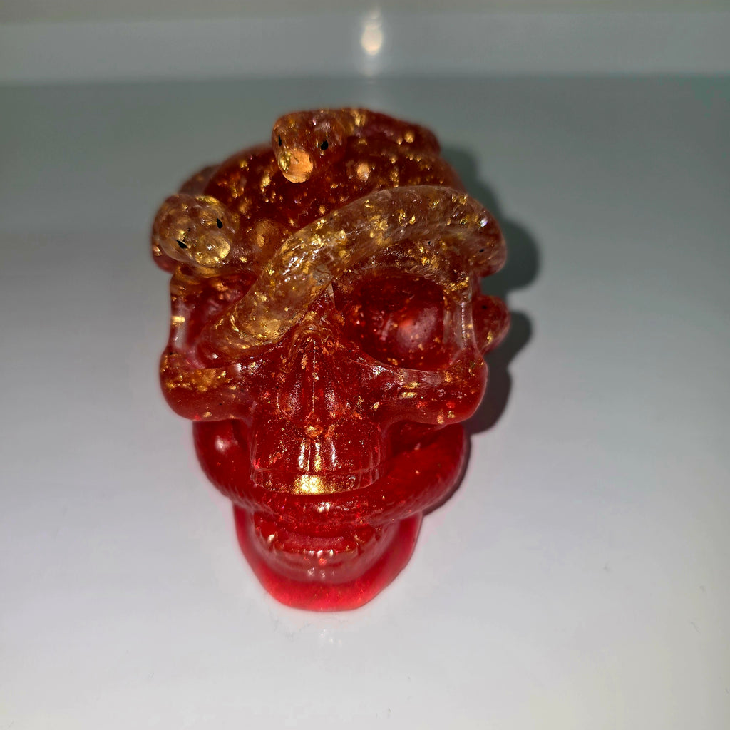 Handmade Resin Skull with Snake – Unique Gothic Home Decor