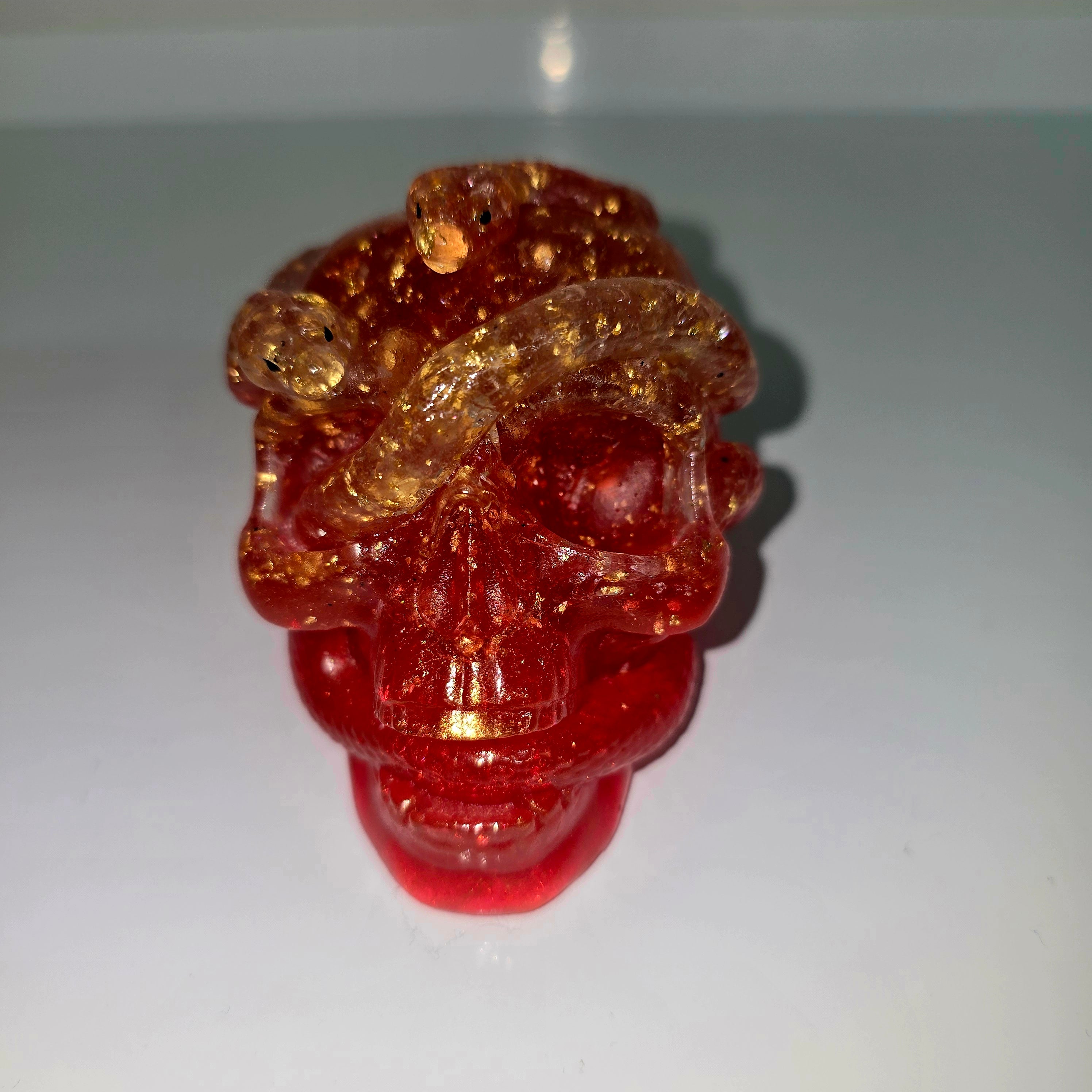 Handmade Resin Skull with Snake – Unique Gothic Home Decor