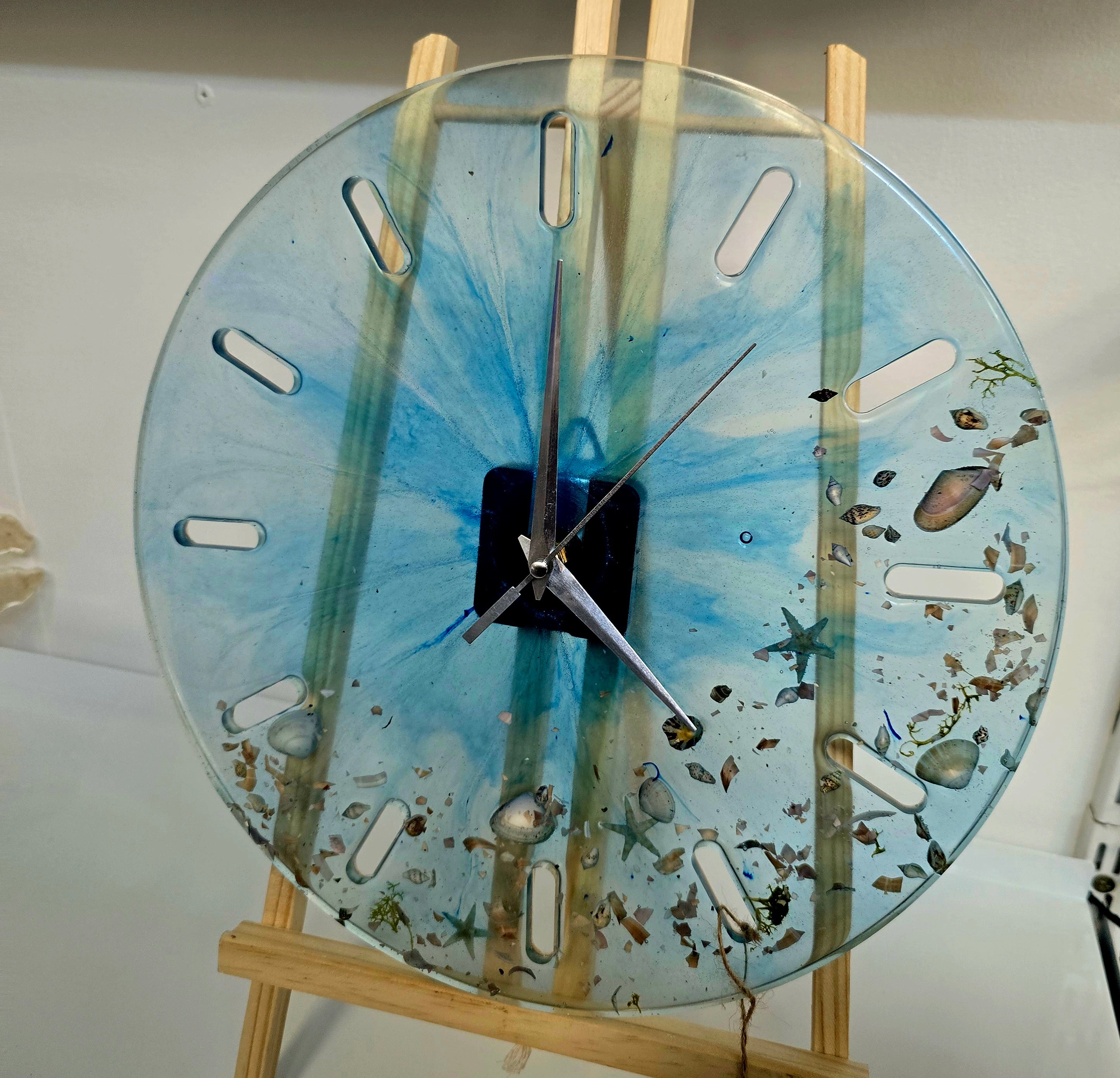 Handmade Epoxy Resin Wall Clock – Ocean Theme
