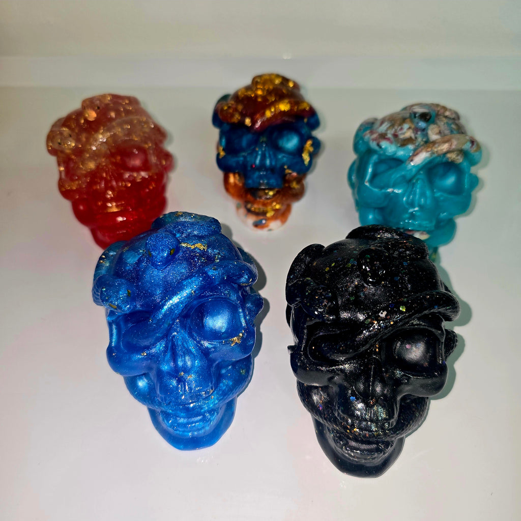 Handmade Resin Skull with Snake – Unique Gothic Home Decor