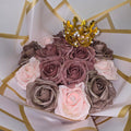 Eternal Rose Bouquet with Decorative Crown – 15 Preserved Roses