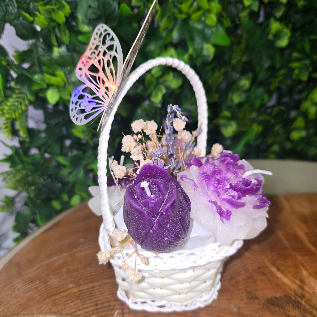 Decorative Flower Candle Basket with Butterfly – Mini Gift Candle