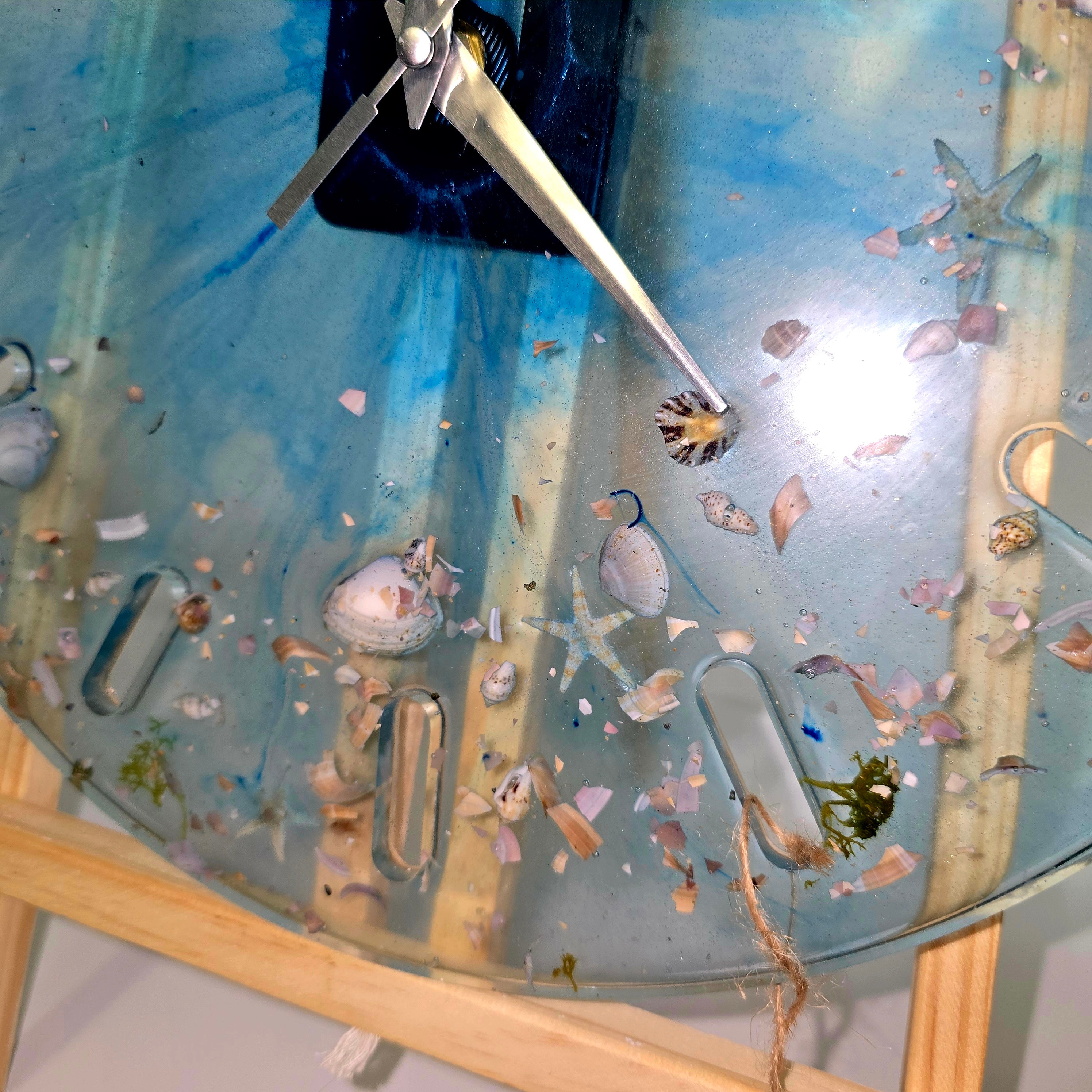 Handmade Epoxy Resin Wall Clock – Ocean Theme