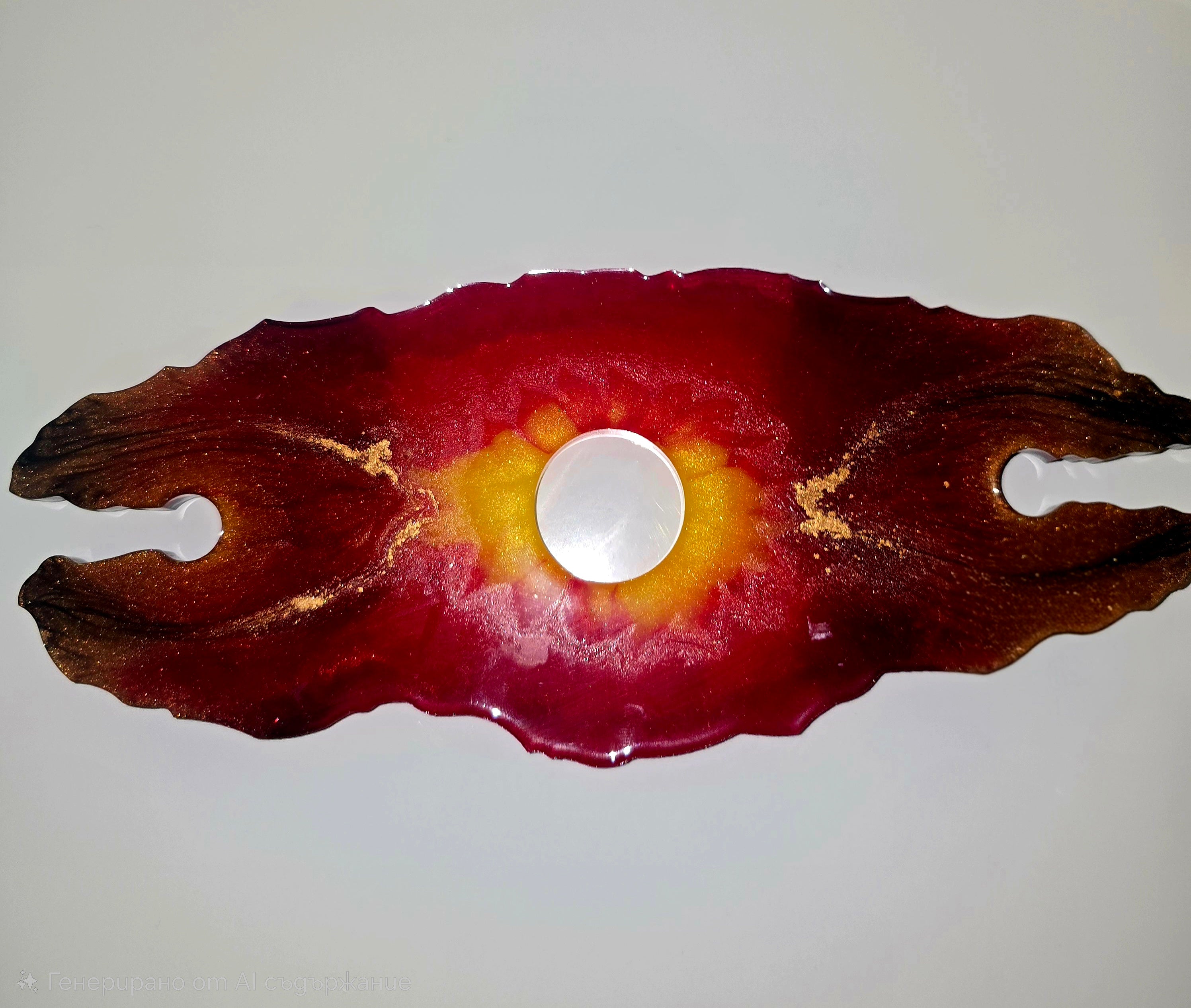 Handmade Epoxy Resin Wine Bottle & Glass Holder – Unique Resin Art Stand (25 × 10.5 cm)