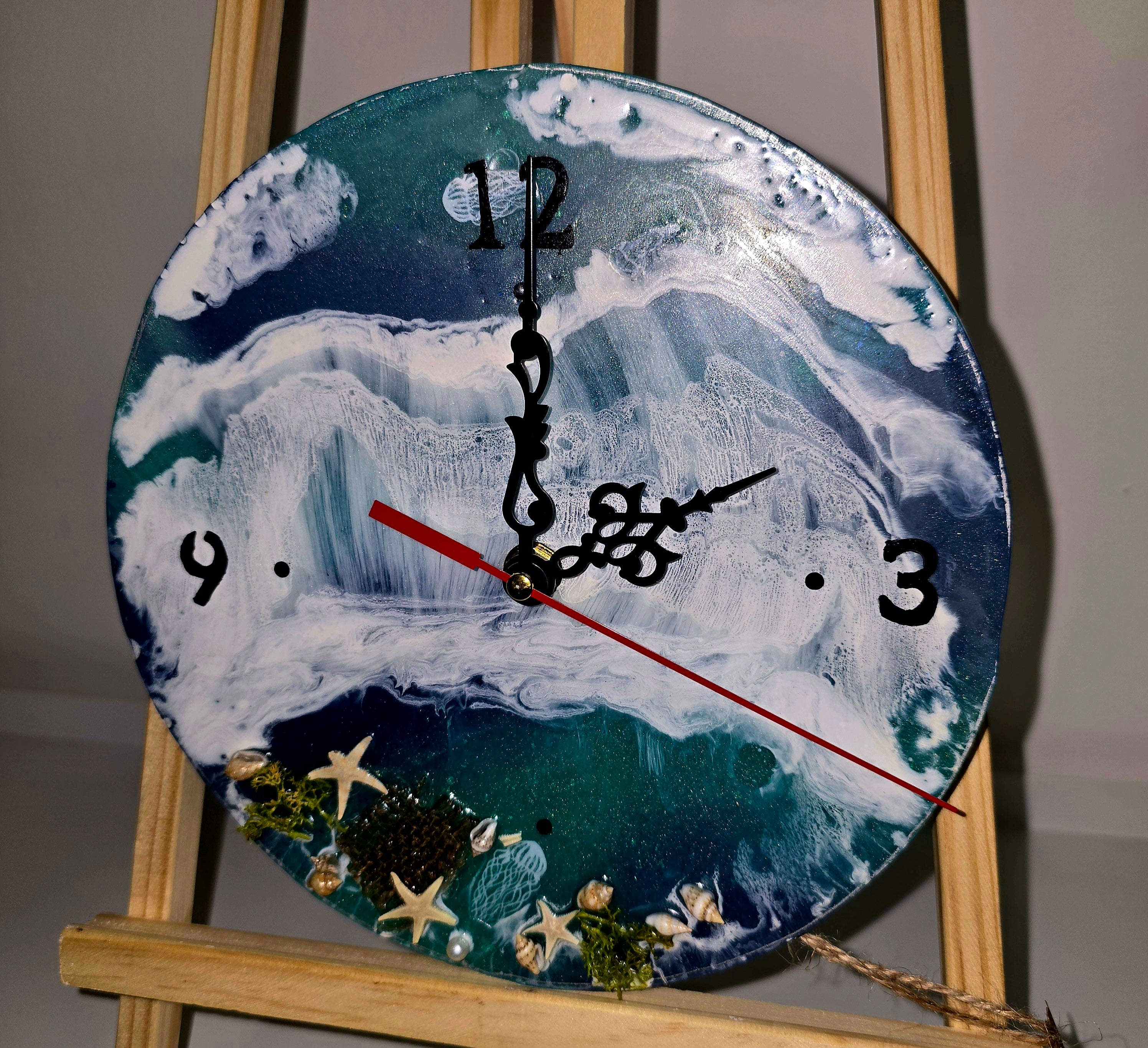 Handmade Epoxy Resin Wall Clock – Ocean Theme