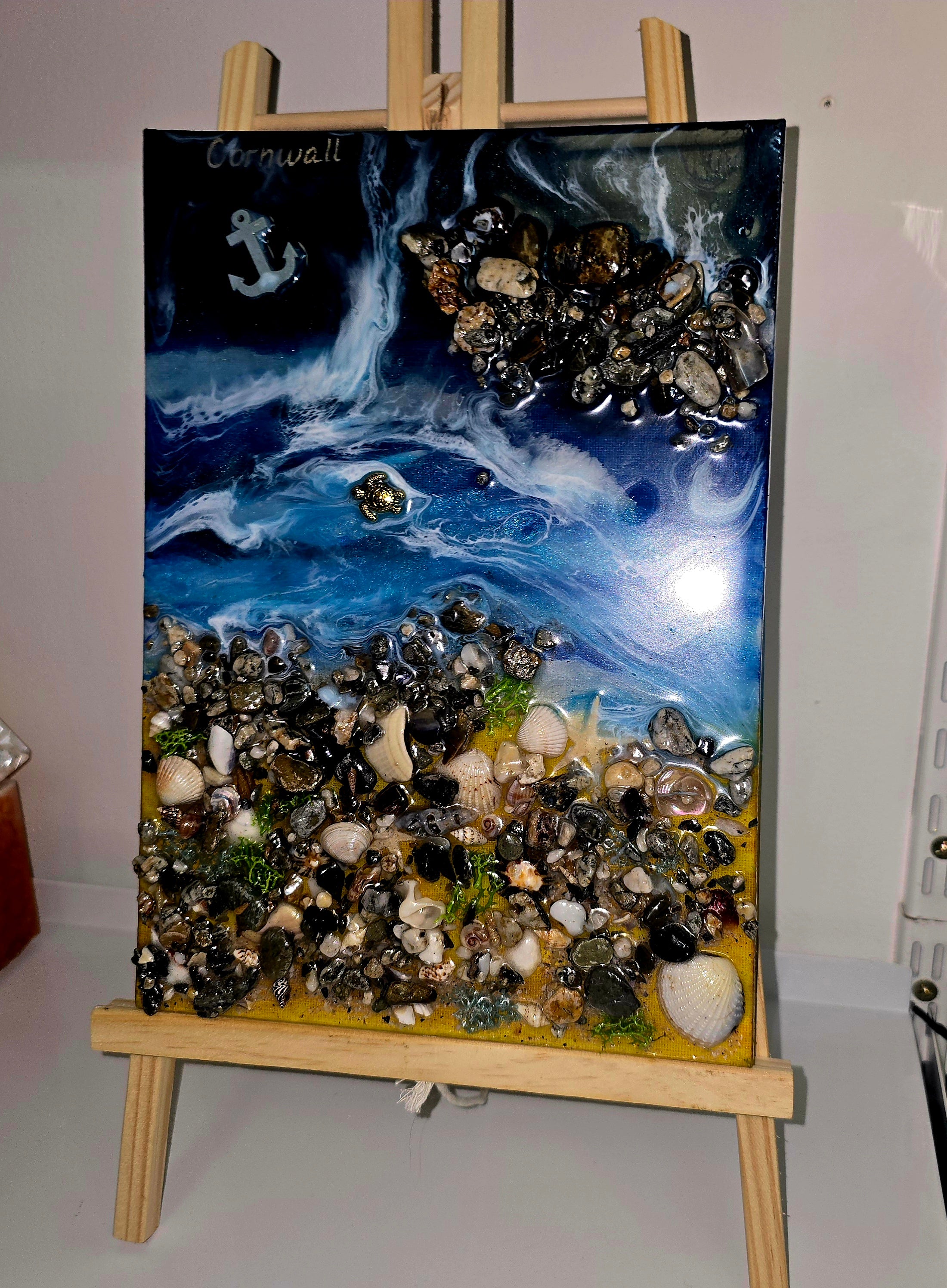 “Cornwall Shore” – Handmade Epoxy Resin Seascape Art