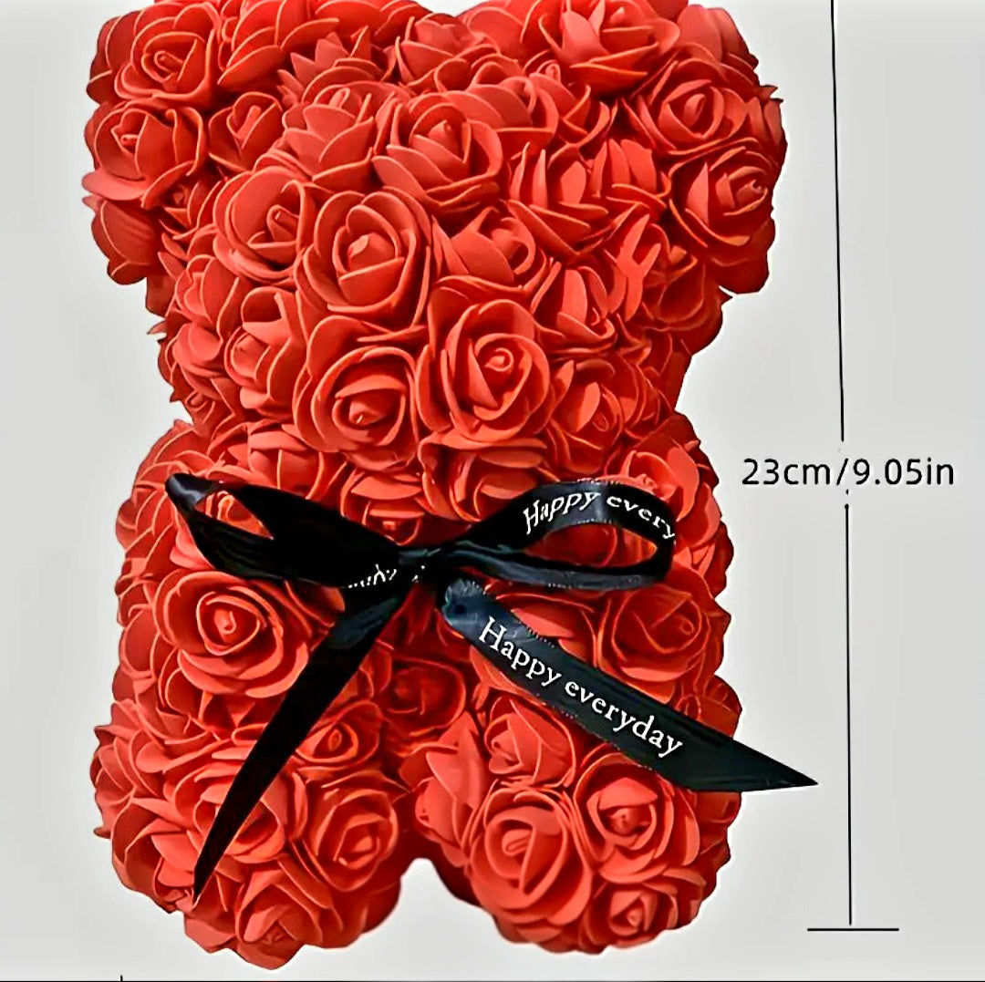 Artificial Rose Bear – Romantic Gift Teddy (23 cm)