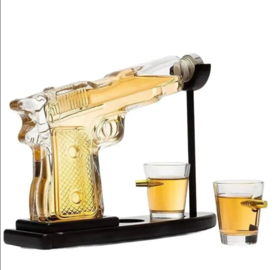 Luxury Gun-Shaped Whiskey Decanter Set with Bullet Shot Glasses