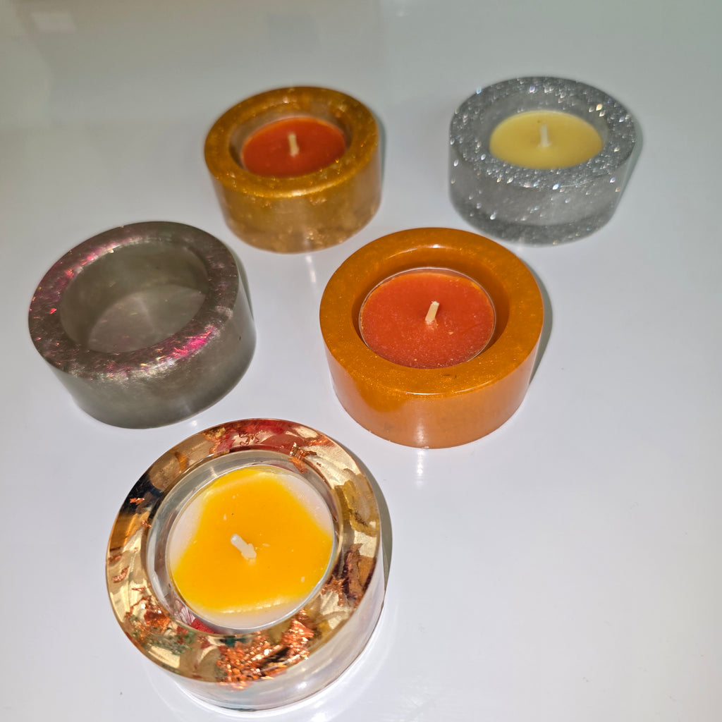 Handmade Resin Tealight Holder – Small Decorative Candle Base (6 cm)