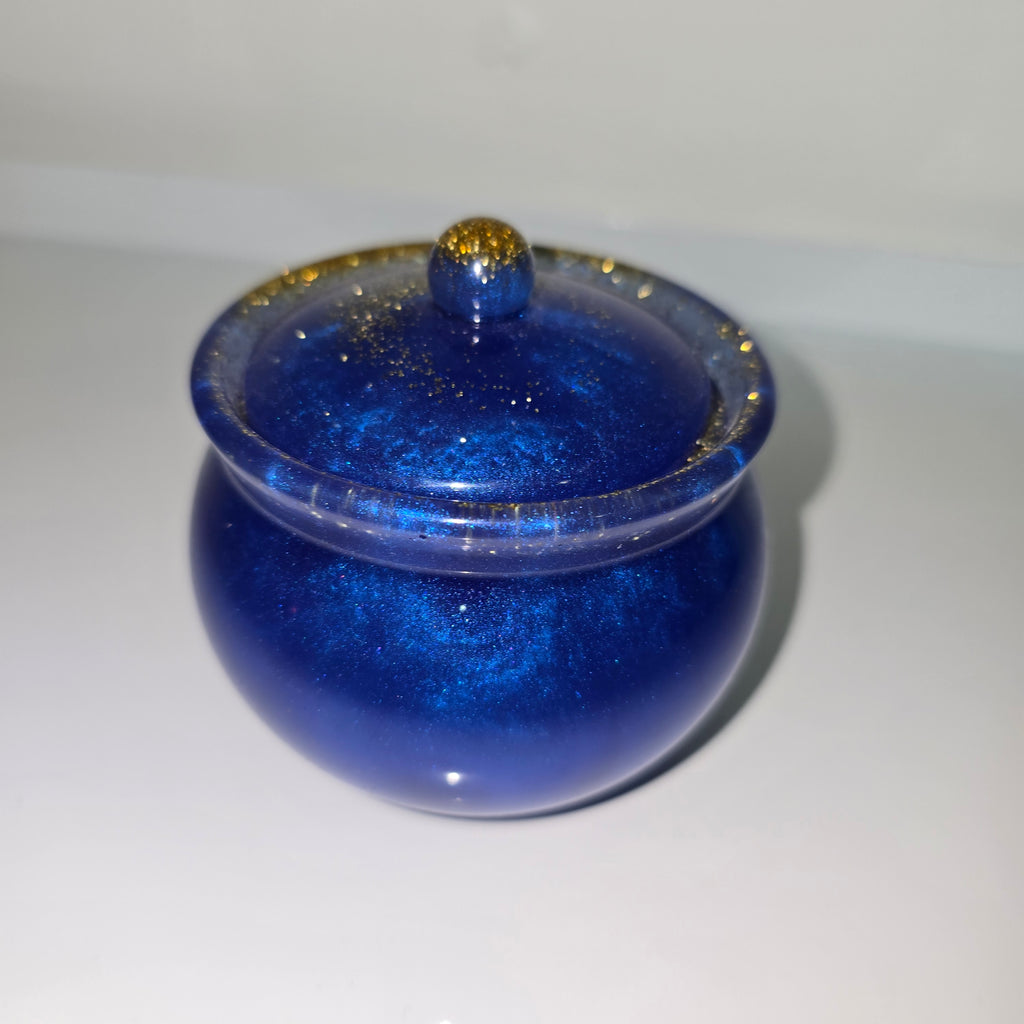 Handmade Decorative Resin Jar with Gold Accents