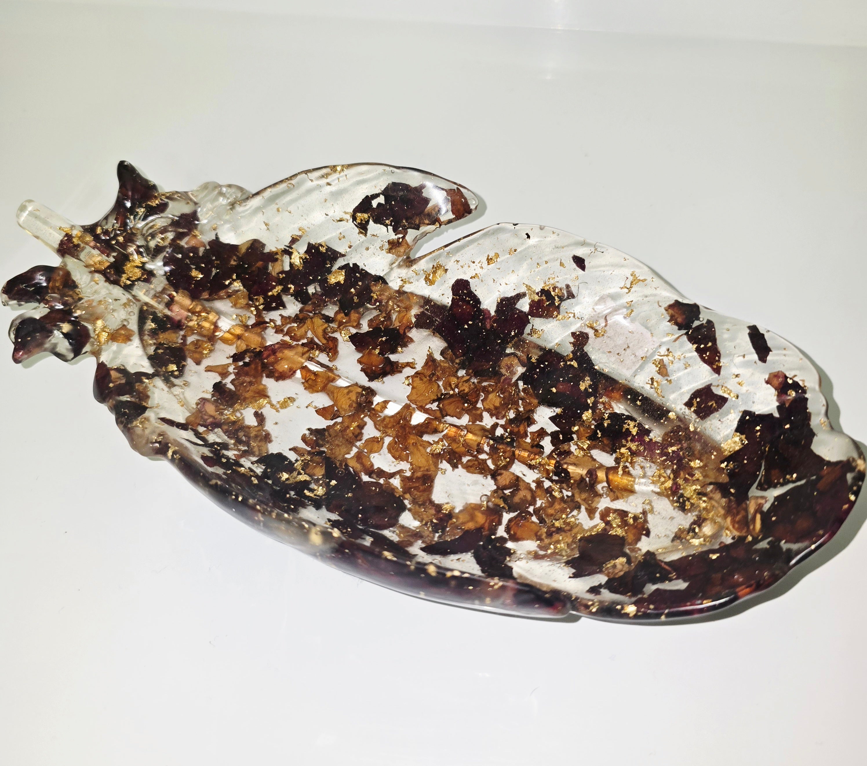 🍁 Handmade Resin Leaf Tray – Jewelry & Key Holder