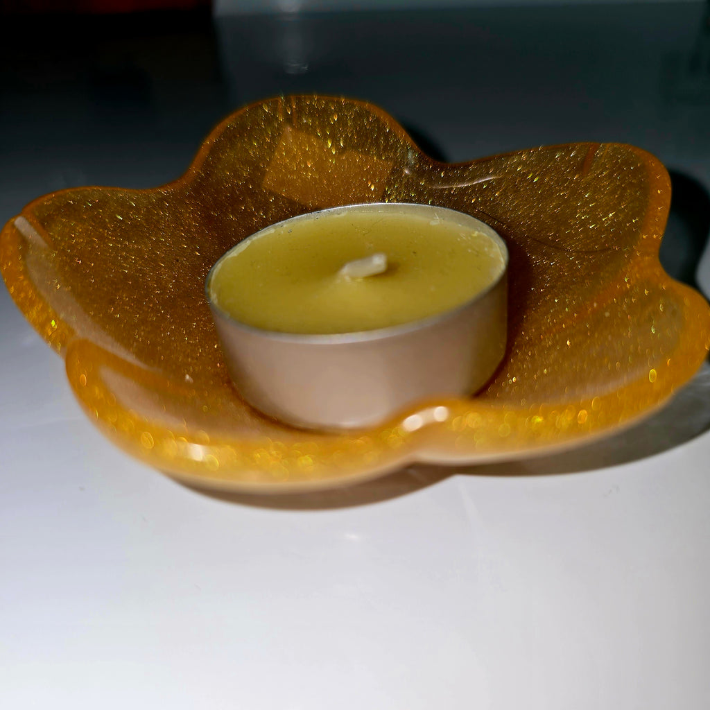 Handmade Resin Tealight Holder – Small Decorative Candle Base (9 cm)