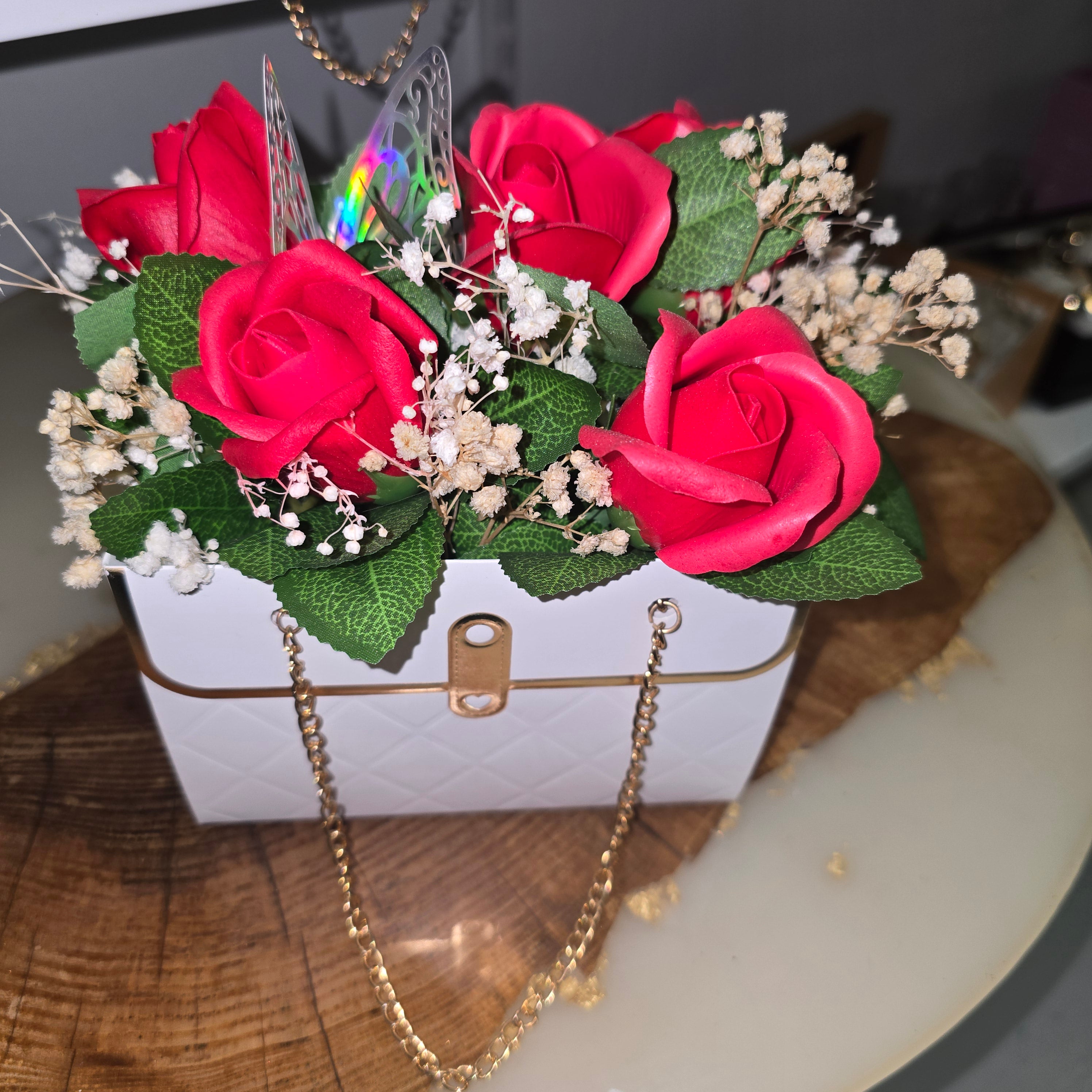 Luxury Gift Box with Eternal Roses and Natural Dried Flowers