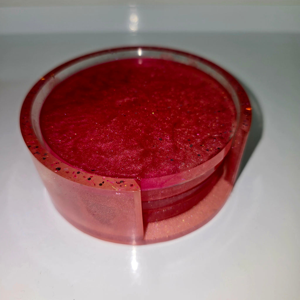 Handmade Resin Coaster Set with Storage Box – 10 cm Round Coasters