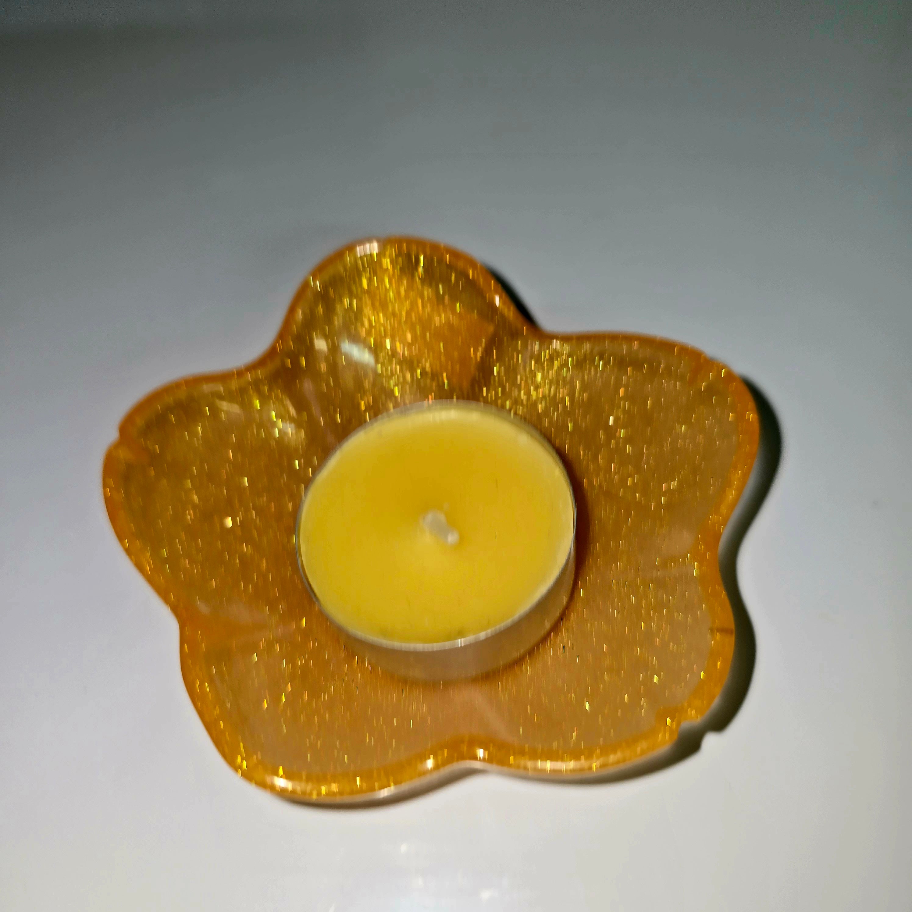 Handmade Resin Tealight Holder – Small Decorative Candle Base (9 cm)