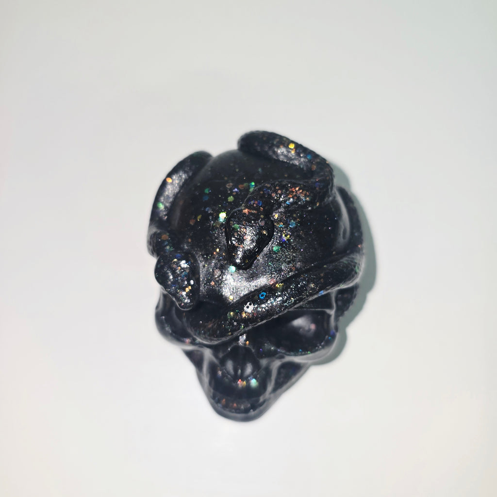 Handmade Resin Skull with Snake – Unique Gothic Home Decor