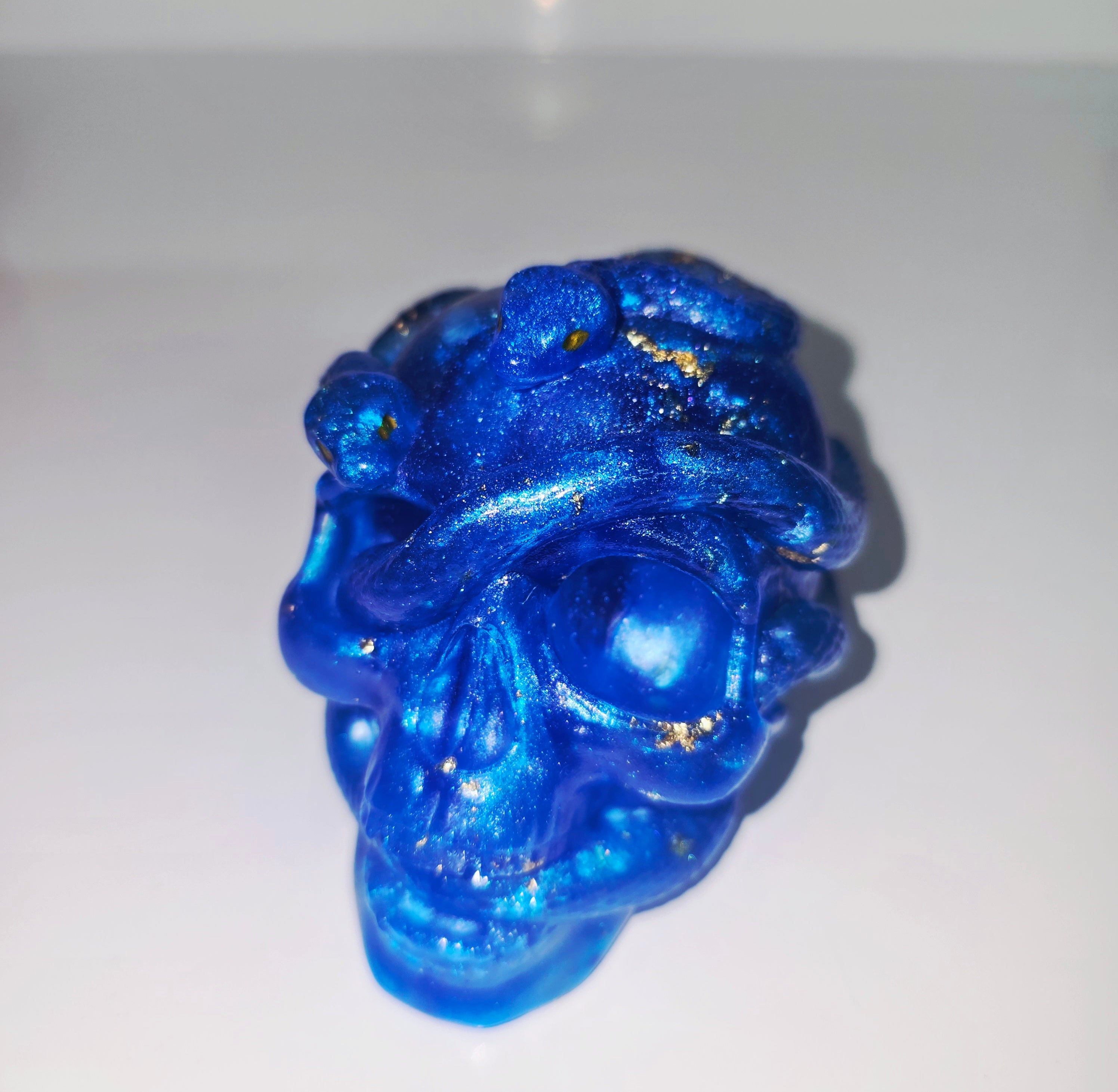 Handmade Resin Skull with Snake – Unique Gothic Home Decor